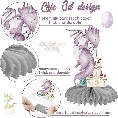 Miniatura 3 de Centros de mesa con diseño de panal de dragón, 11 piezas, decoración de fiesta de cumpleaños de dragón, decoraciones de panal de dragón para