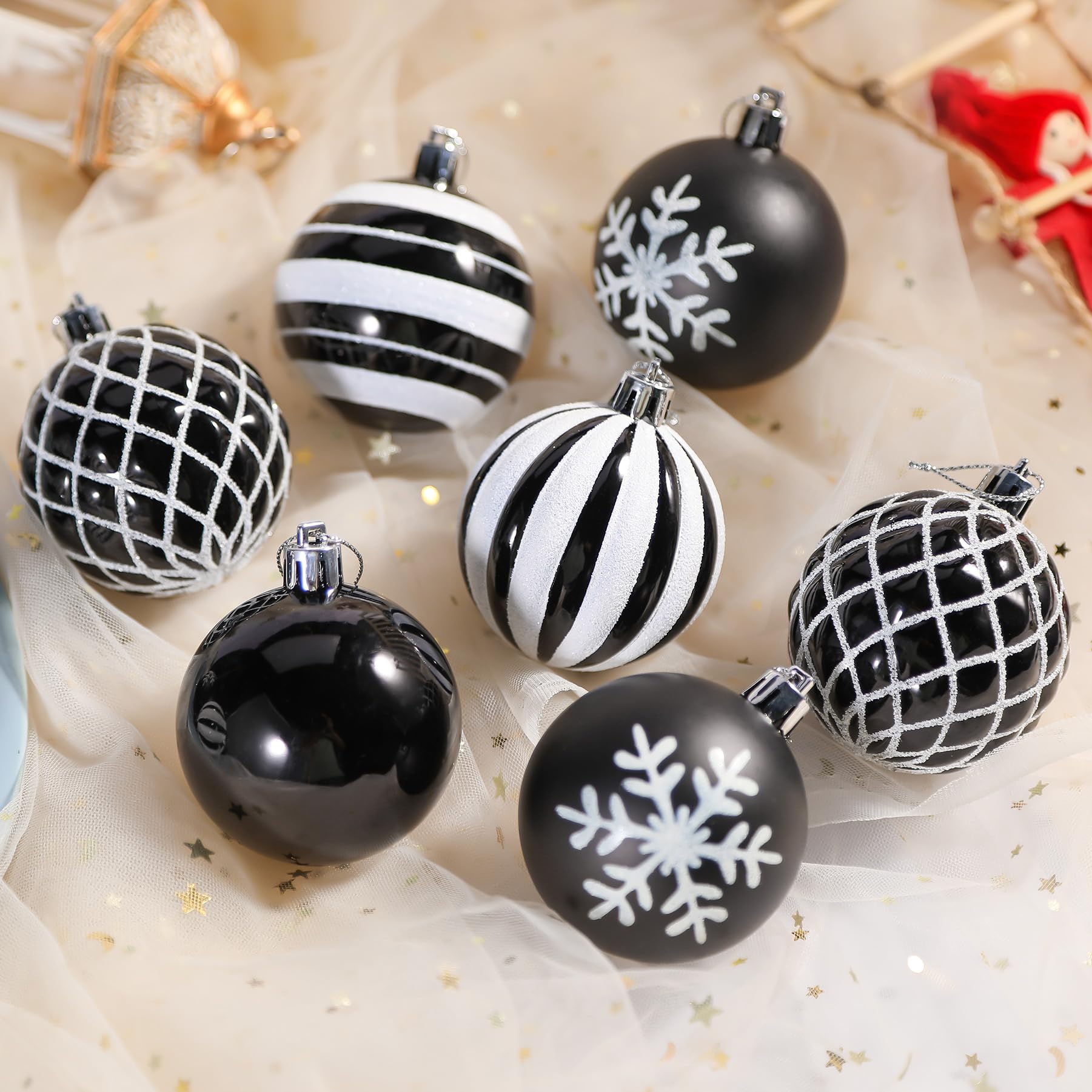 SHareconn Set 30 Palline Di Natale Infrangibili In Plastica: 6 Cm, Colori Blu E Oro, Decoration Per Albero, Festività E Matrimoni - 3