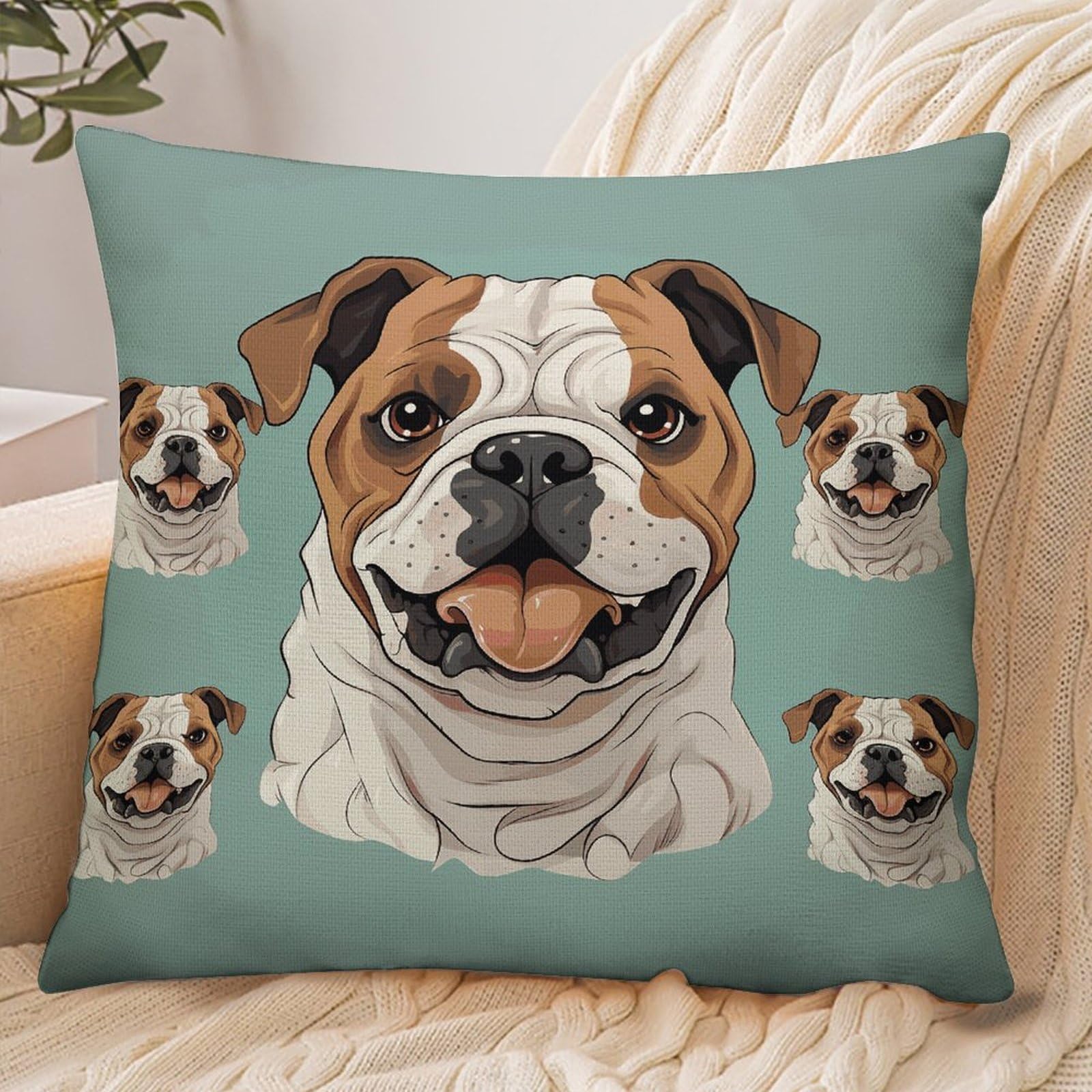Fekiloot Style Funny English Bulldog Pillowcase Pillow Sham Pillow Case