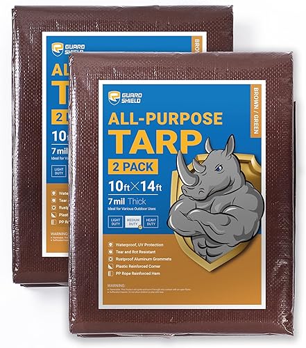 Miniatura 56 de GUARD SHIELD Lona plateada impermeable de 10 x 12 pies, cubierta de lona de polietileno multiusos de servicio medio, 7 mil