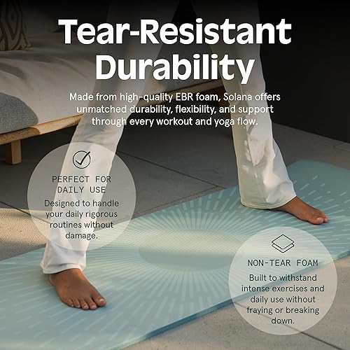 Miniatura 2 de Retrospec Solana - Tapete de yoga de 1 pulgada de grosor con correa de nailon, unisex, antideslizante, para yoga, pilates, estiramiento, ejercicios