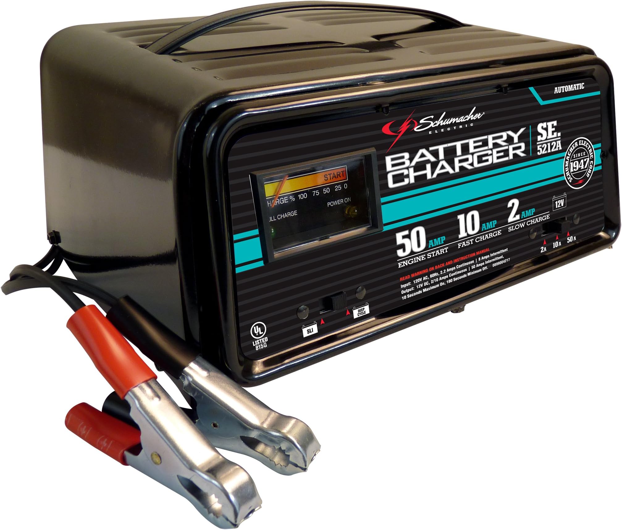 Schumacher SE-5212A 2/10/50 Amp Automatic Handheld Battery Charger