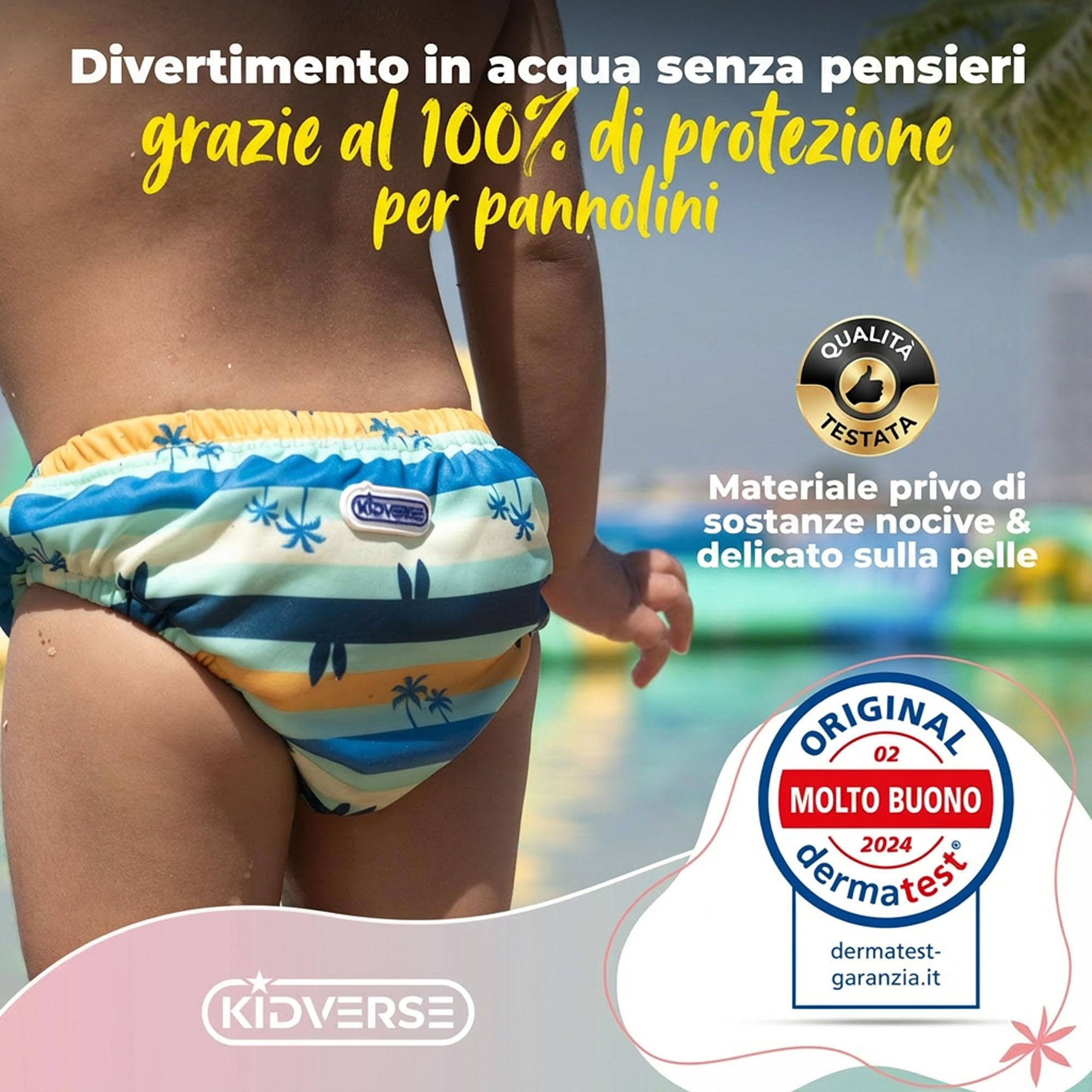 KIDVERSE Pannolini da nuoto riutilizzabili per neonati 1-2 anni con borsa