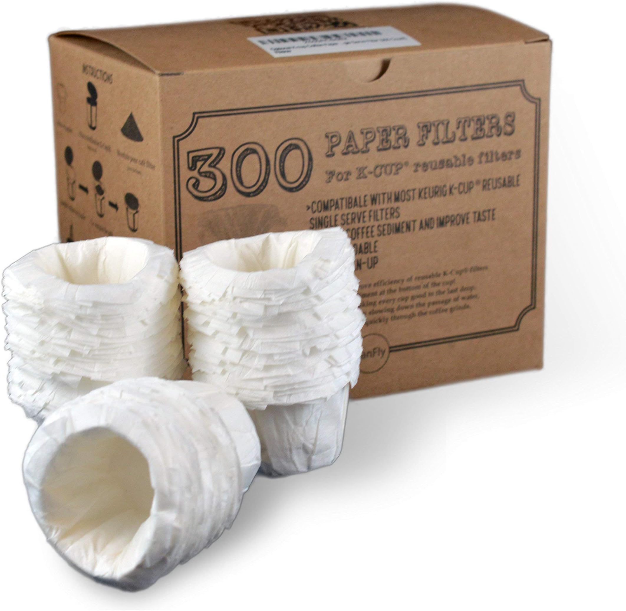 canFly Disposable K-CUP Paper filter for Keurig single cup coffer filters compatible with Ekobrew, EZ-Cup and other Reusable K-CUP Filters (300 Count)