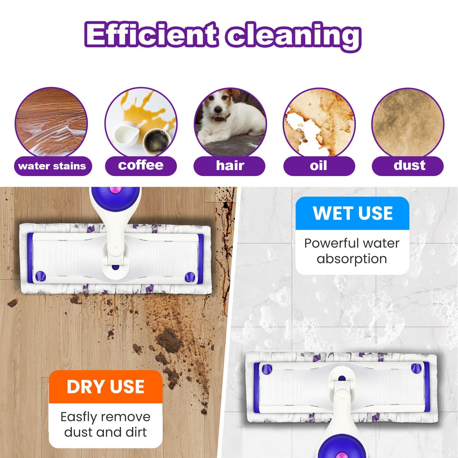 Paquete de 30 almohadillas de repuesto para fregona Swiffer PowerMop multisuperficie, almohadillas de repuesto desechables compatibles con Swiffer Power Mop para almohadillas húmedas Swiffer