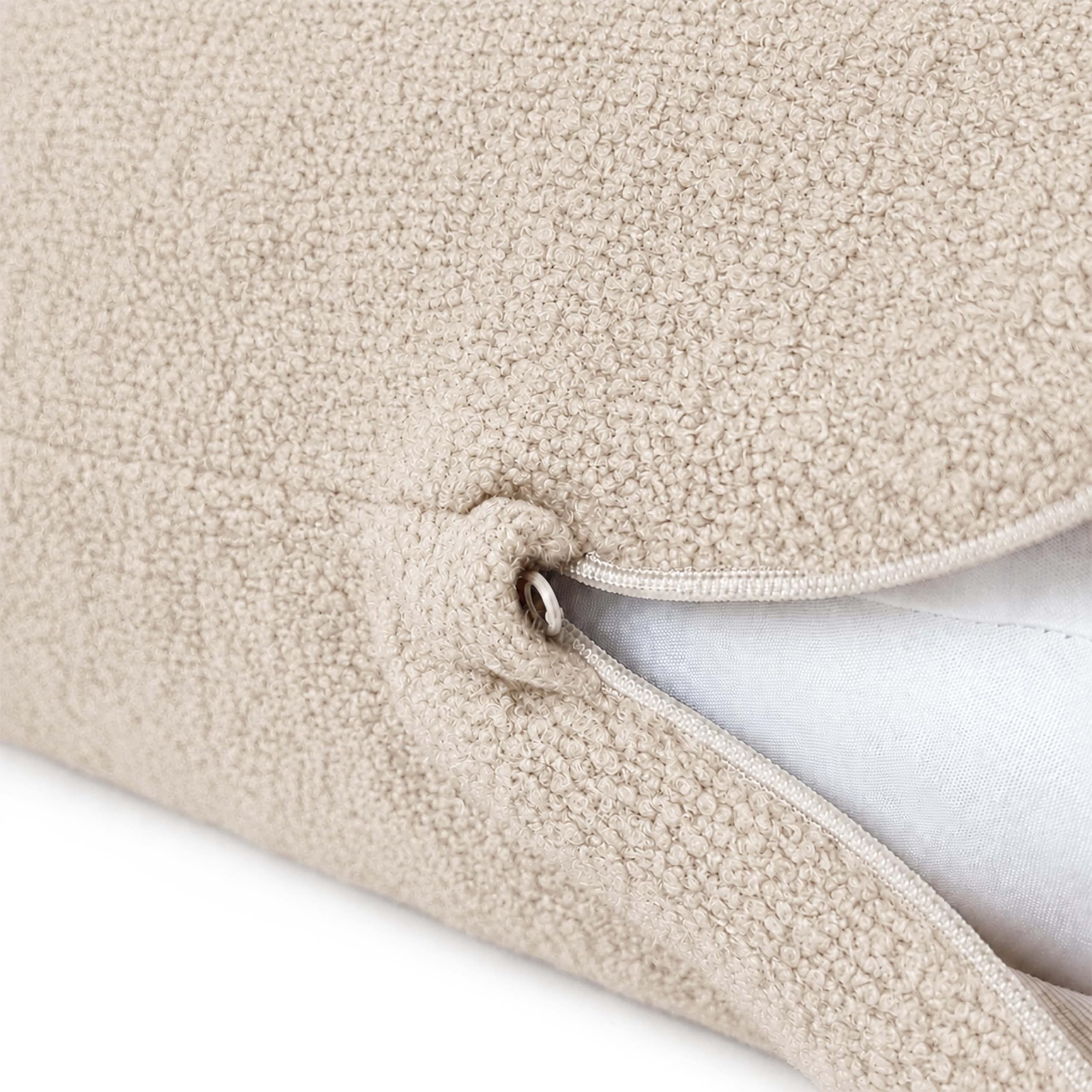 Schwangerschaftskissen J-Form, Stillkissen Seitenschläferkissen mit Verstellbarer Füllung, abnehmbar Bezug, Lagerungskissen für Schwangerschaft & Stillzeit ekmTRADE (82 - Bouclé Beige, Kissen + Bezug)