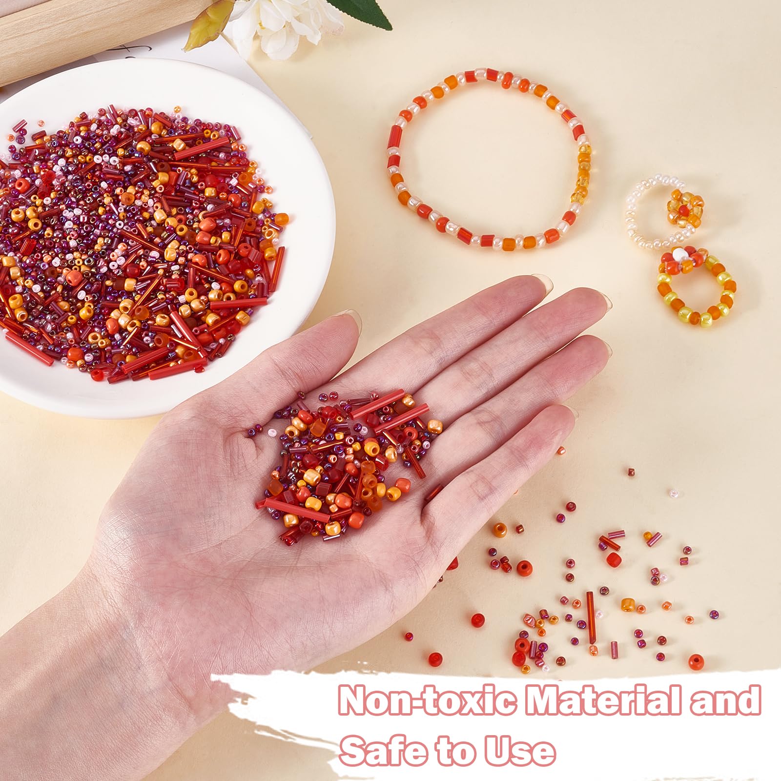 BEEFLYING 1 Pack Glass Seed and Bugle Beads 1.5-4.5mm Tube Loose Spacer for DIY Jewelry Bracelet Necklace Earring Making (Red) - Image 3