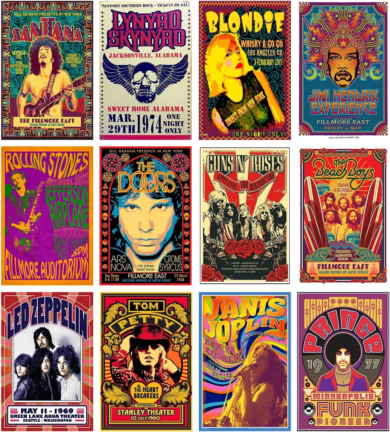 Vintage Rock Band Posters for Room Aesthetic, 70s 80s 90s Retro Music Bedroom Decor Wall Art, Music Concert Poster Wall Collage, Old Music Album Cover Prints (12 SET A, 7.8X11.8 INCH) (B0D33ZBTPQ) Amazon Price History, Amazon Price Tracker