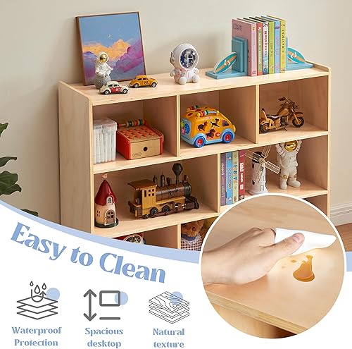 Miniatura 4 de Montessori - Estante de almacenamiento de madera de 8 secciones, organizadores y almacenamiento de juguetes de 3 estantes, organizador de aula para