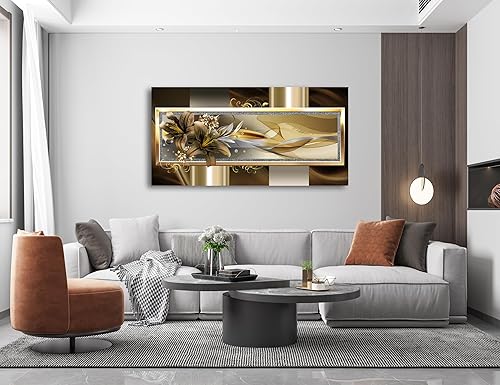 Miniatura 4 de Cao Gen Decor Art A63375 - Lienzo decorativo para pared, diseño de orquídeas amarillas, 1 panel, abstracto de lirio amarillo, pinturas florales