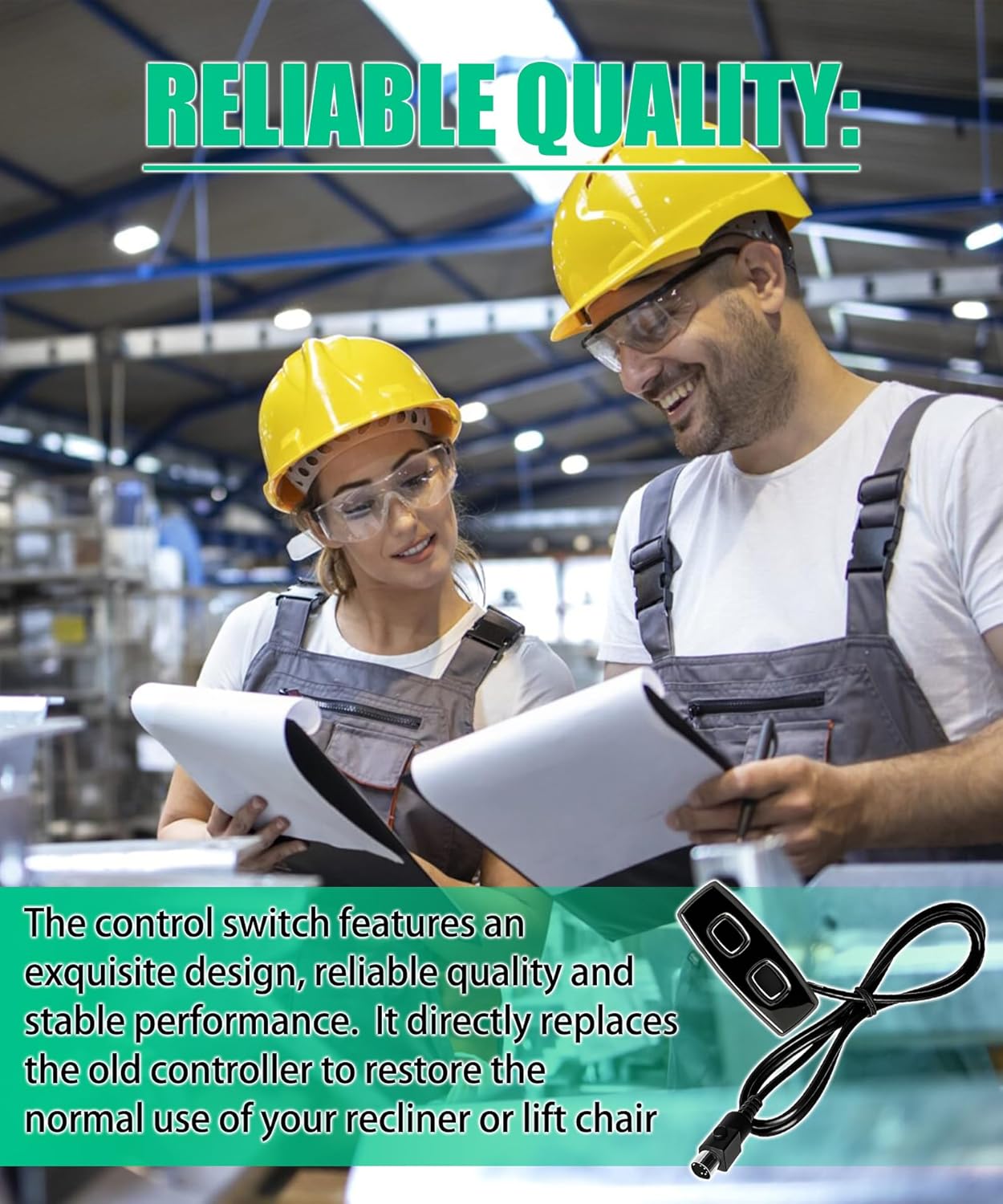 KDH120B-005 Power Recliner 4 Button 5 Pin Switch，Electric Sofa Lift Chairs Hand Control Controller Replacement （1-Year Warranty）