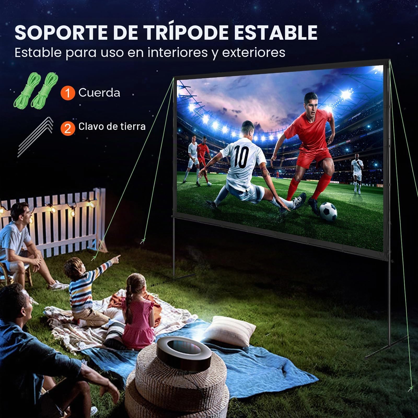 VEVOR Pantalla de Proyector de Pie 120" 16:9 HD Pantalla de Proyección Portátil de Doble Cara Antiarrugas Amplio Ángulo de Visión con Bolsa de Almacenamiento para Proyector de Vídeo de Cine en Casa