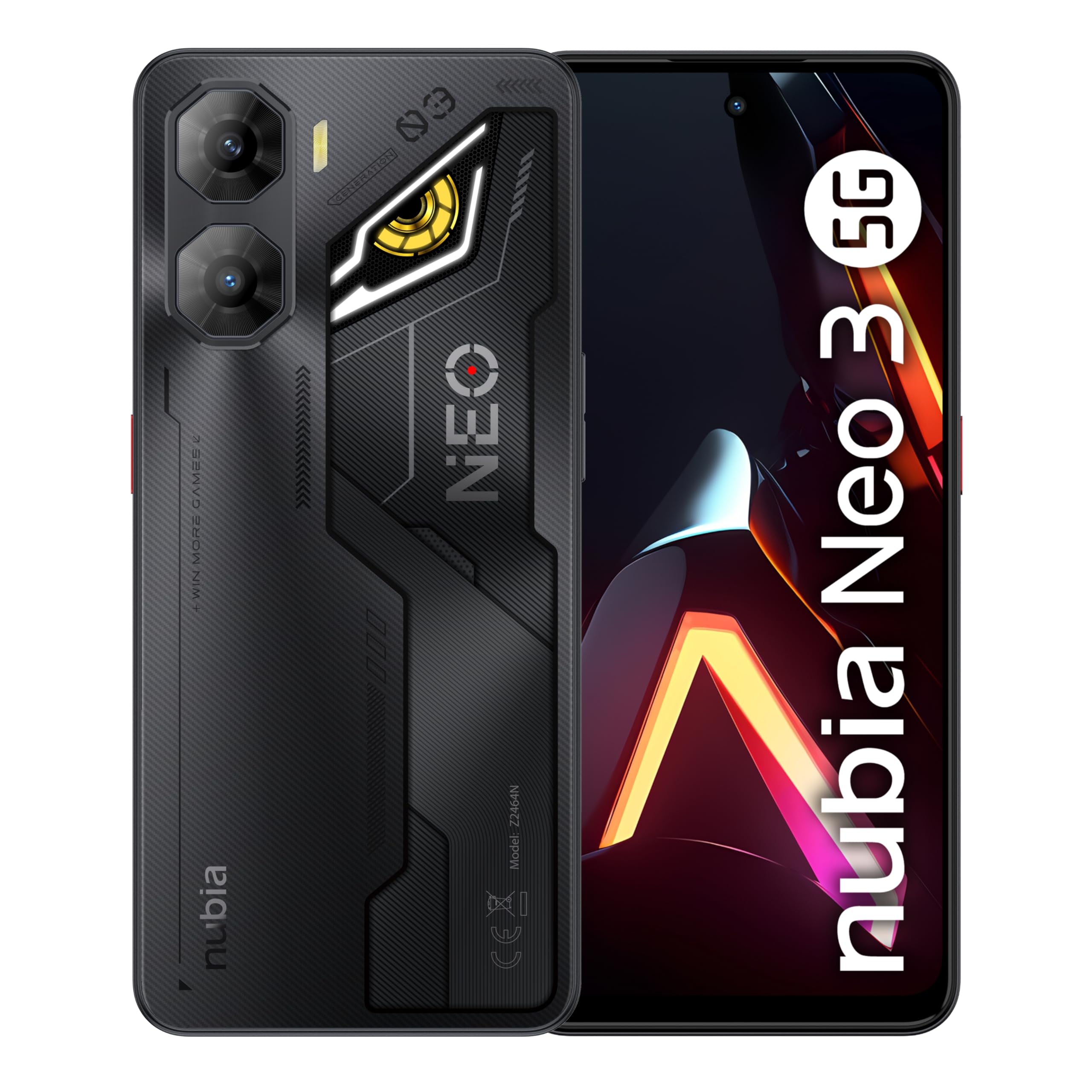 nubia Neo 3 5G Smartphone Gaming Android 15, 8+12GB RAM Dinamica + 256GB ROM, Display 6.8” FHD+ 120Hz, Camera 50MP, Smartphone Dual SIM 5G, NFC, Batteria 5230mAh, Alte Prestazioni, Shadow Black