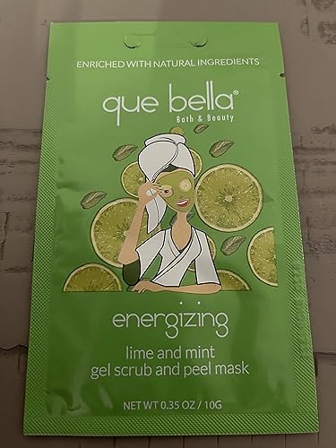 Que Bella Paquete de 5 mascarillas exfoliantes y exfoliantes en gel de lima y menta