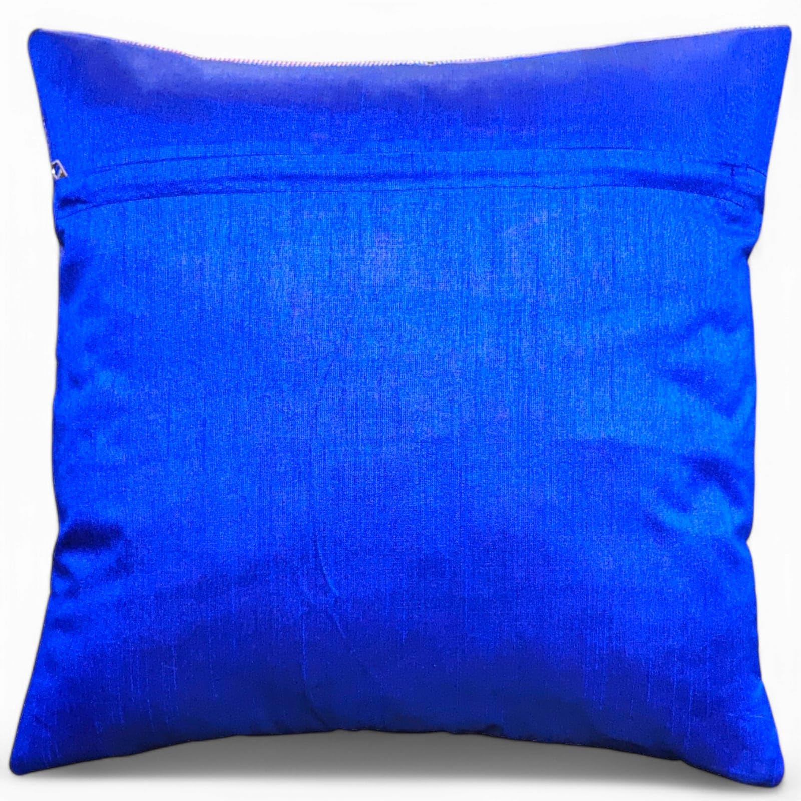 Federa Cuscino In Seta Indiana – Ruwado – 40x40 Cm – Mandala Blu – Fatto A Mano Con Cerniera