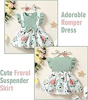 Vista 3 de Conjunto de ropa para bebé recién nacida, traje de verano, mameluco con diadema, falda general