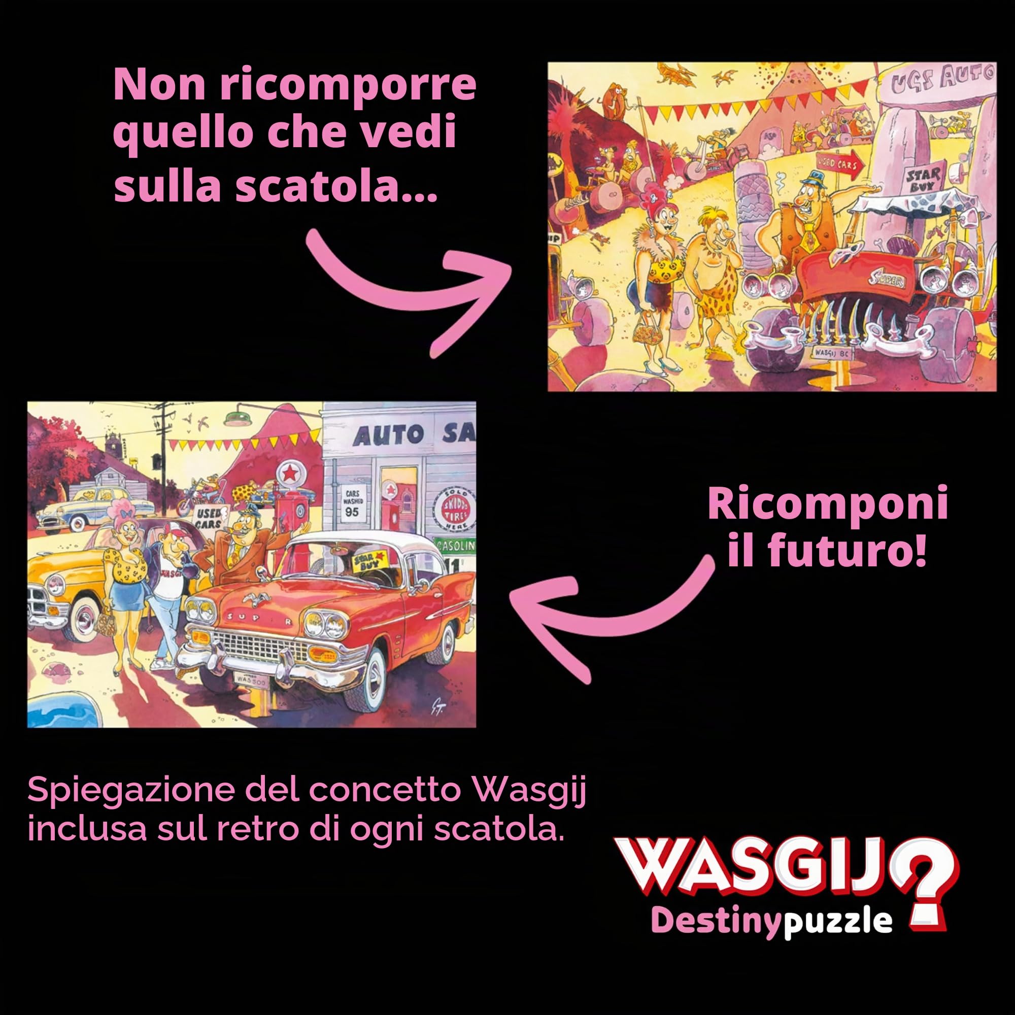 Wasgij Destiny 27, Café to Latte! Puzzle da 1000 pezzi per adulti, colorato, stimolante e stimolante per adulti, puzzle il futuro, 100% cartone riciclato, 1000 pezzi Jumbo