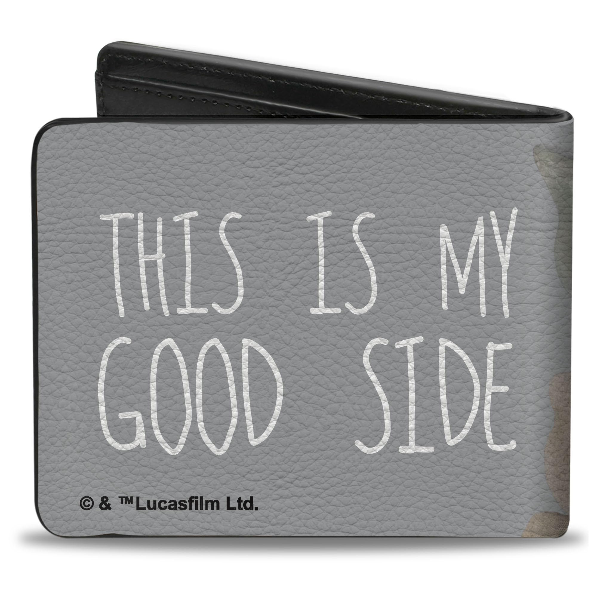 Buckle-Down Men's Wallet, Bifold, Star Wars The Child Vivid Up Pose This is My Good Side Gray, Vegan Leather, 4.0