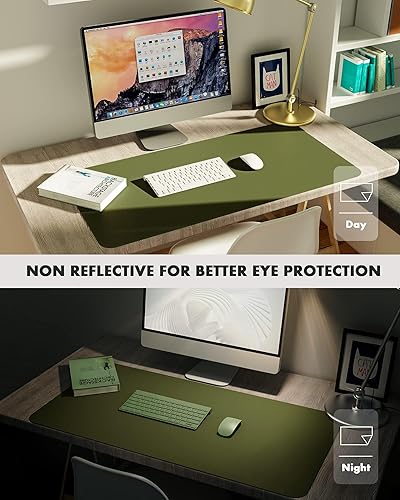 Miniatura 7 de YSAGi - Almohadilla de escritorio de doble cara, 31.5 x 15.7 pulgadas, protector de escritorio de cuero ecológico de corcho, grande, protector