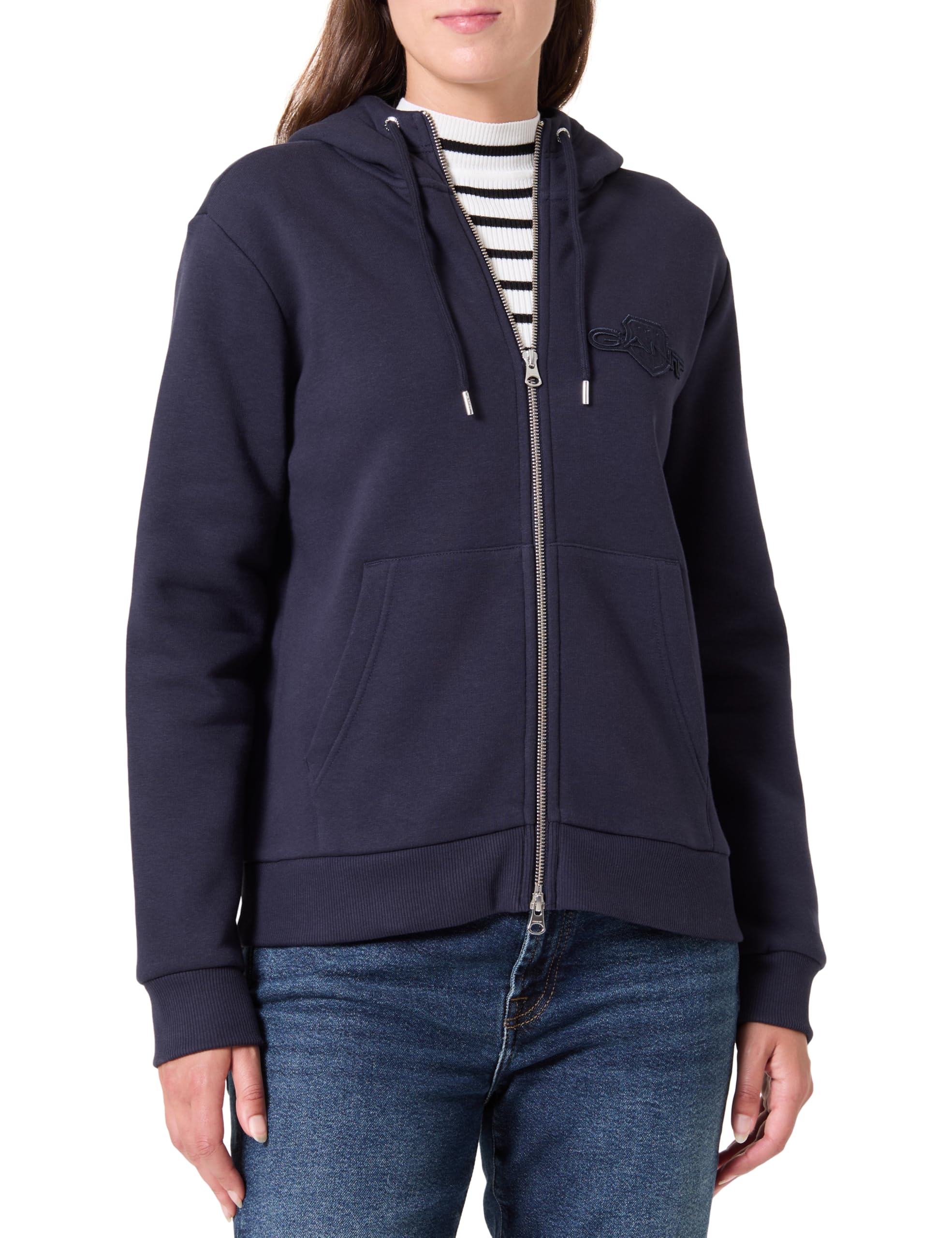 GANT REG Tonal Shield Zip Hoodie, Evening Blue, M
