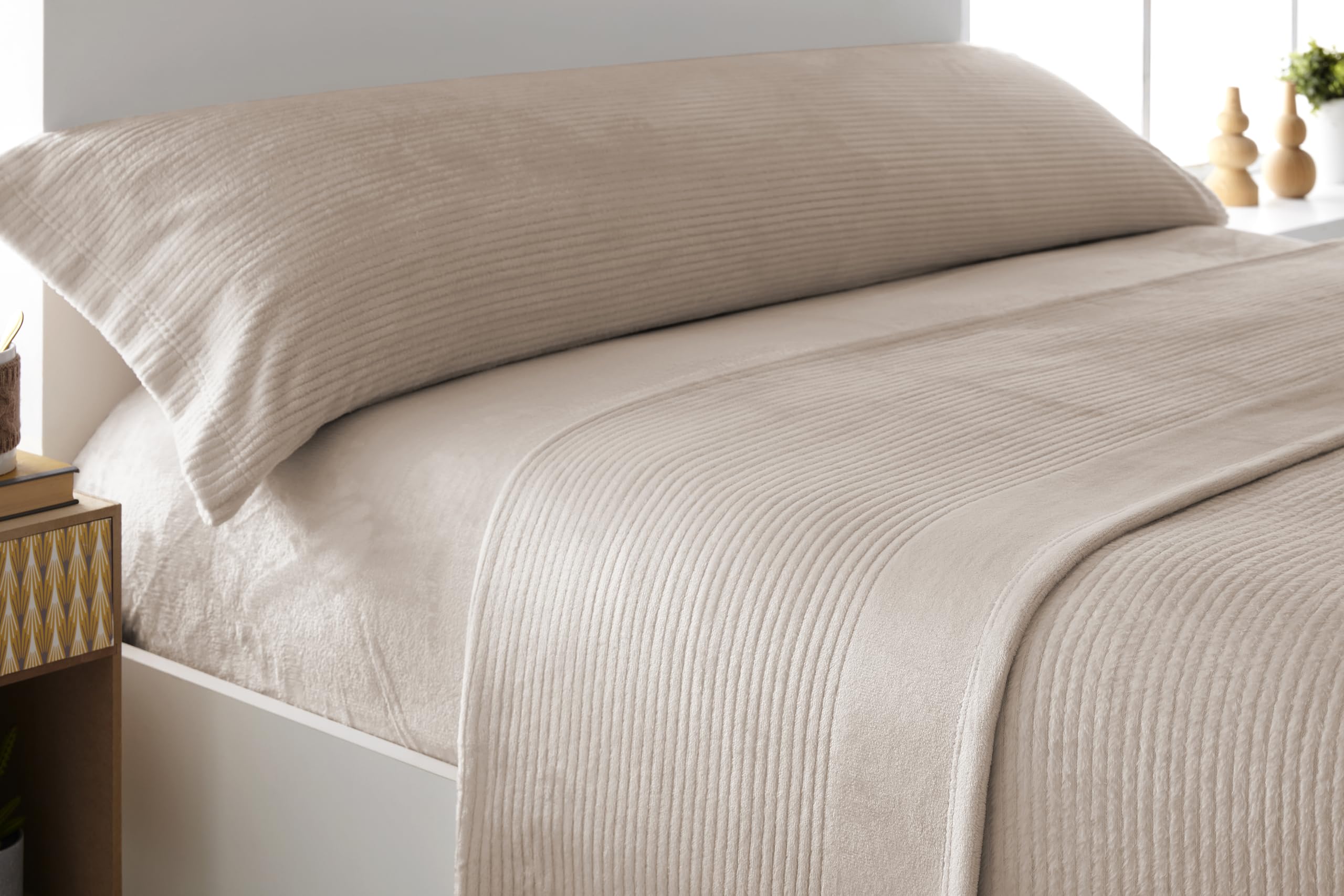 Liniva Home - Juego de Sábanas Coralina Canale, térmica para Invierno - Modelo Adriana (10910, Lino, Cama 150 cm)