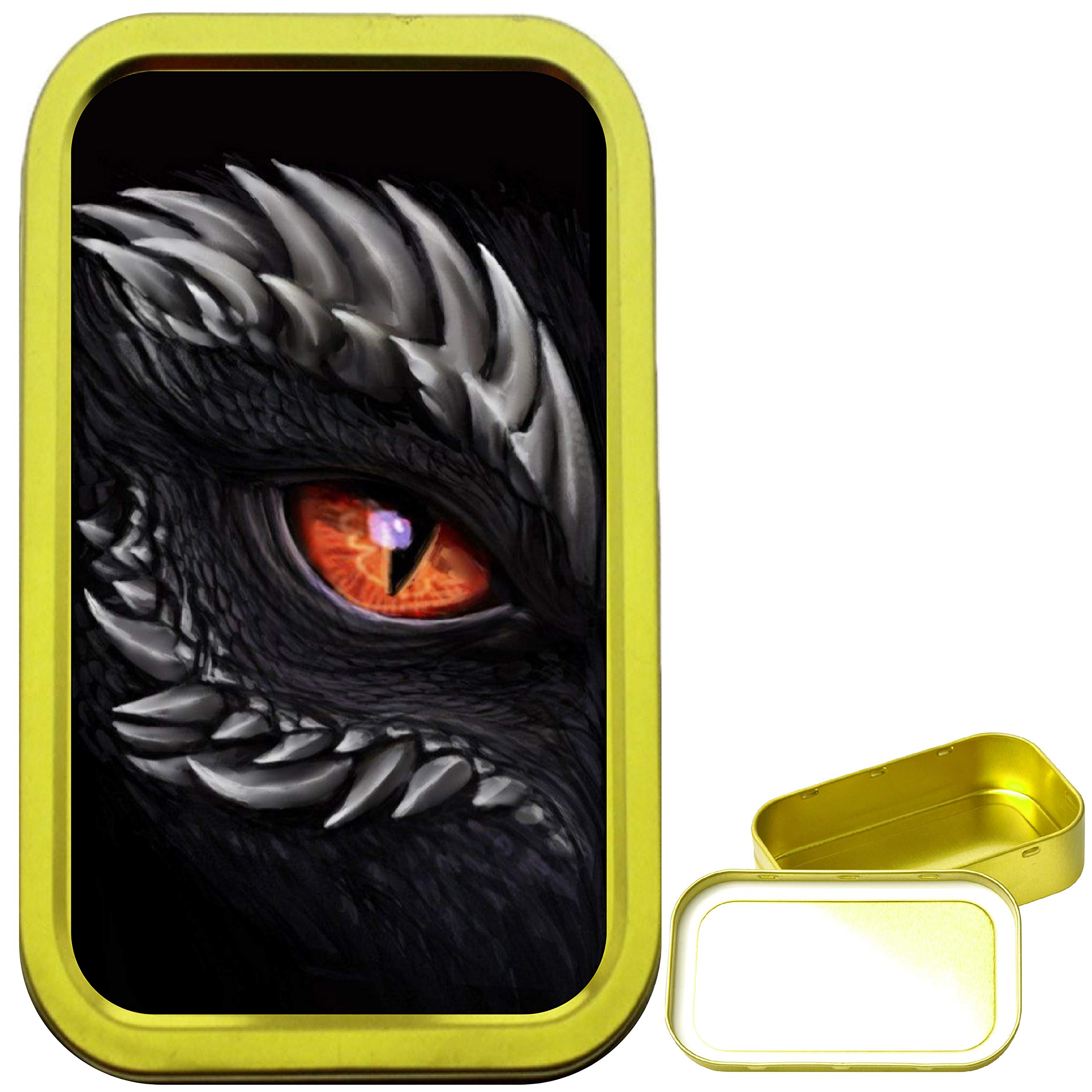 Teez Black/Gold Dragon Eye 1Oz Tobacco Tin, Airtight Sealed Tobacco Tin