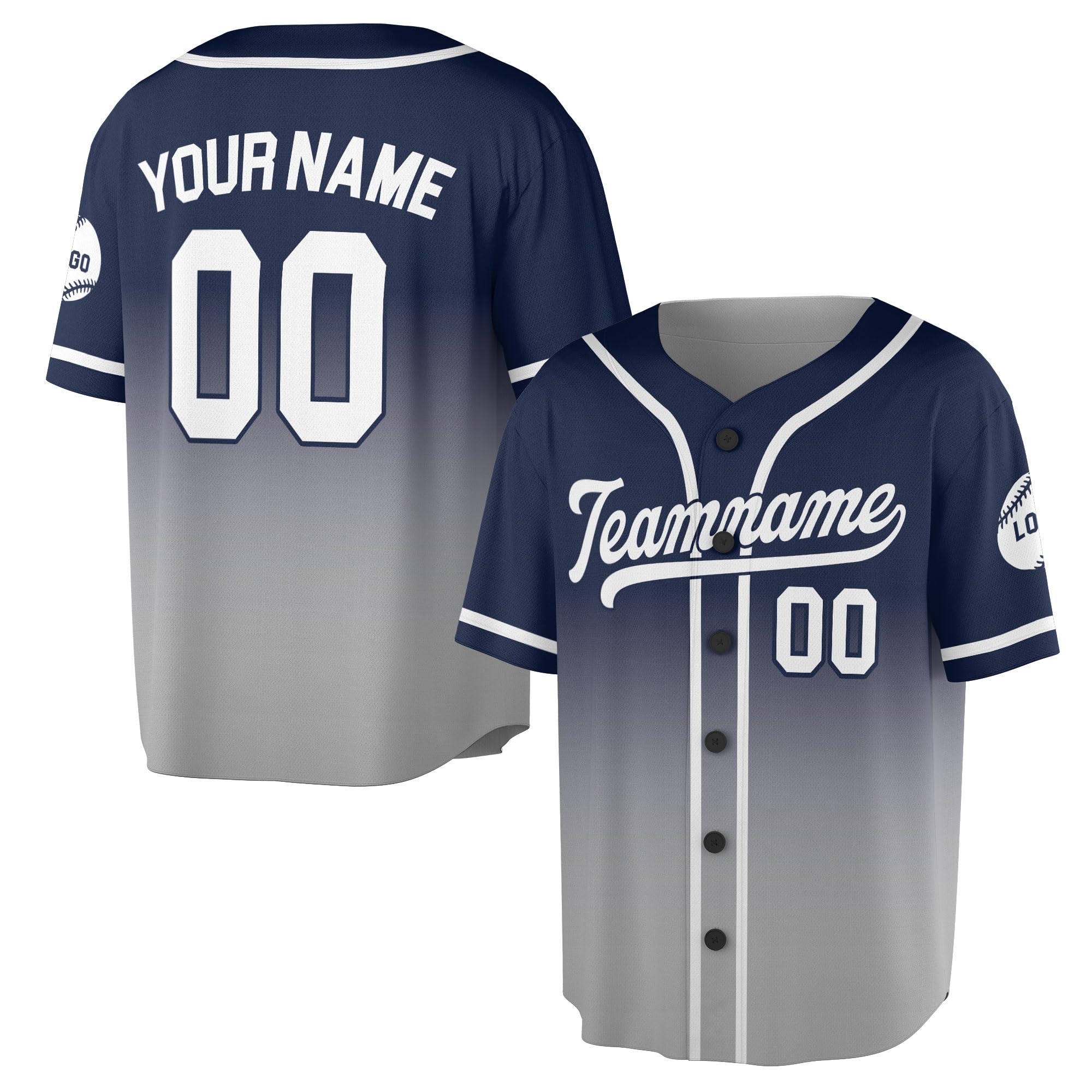Personalized Gradient Team Name and Number Baseball Jersey Uniform for Baseball Fans Lovers Custom Baseball Jersey Shirt