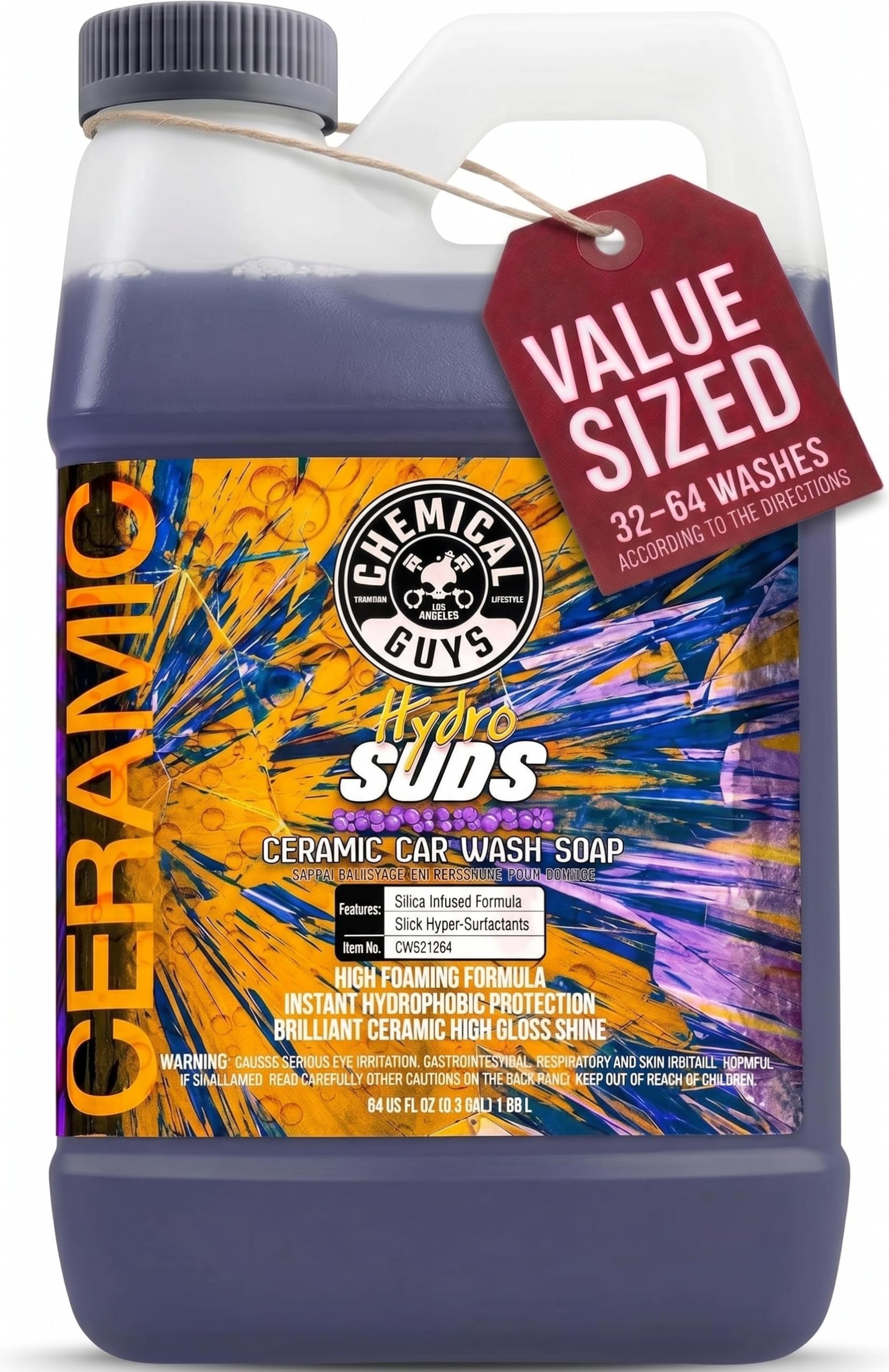 Chemical Guys, HydroSuds Ceramic High Foaming Car Wash Soap, Berry, 64 oz