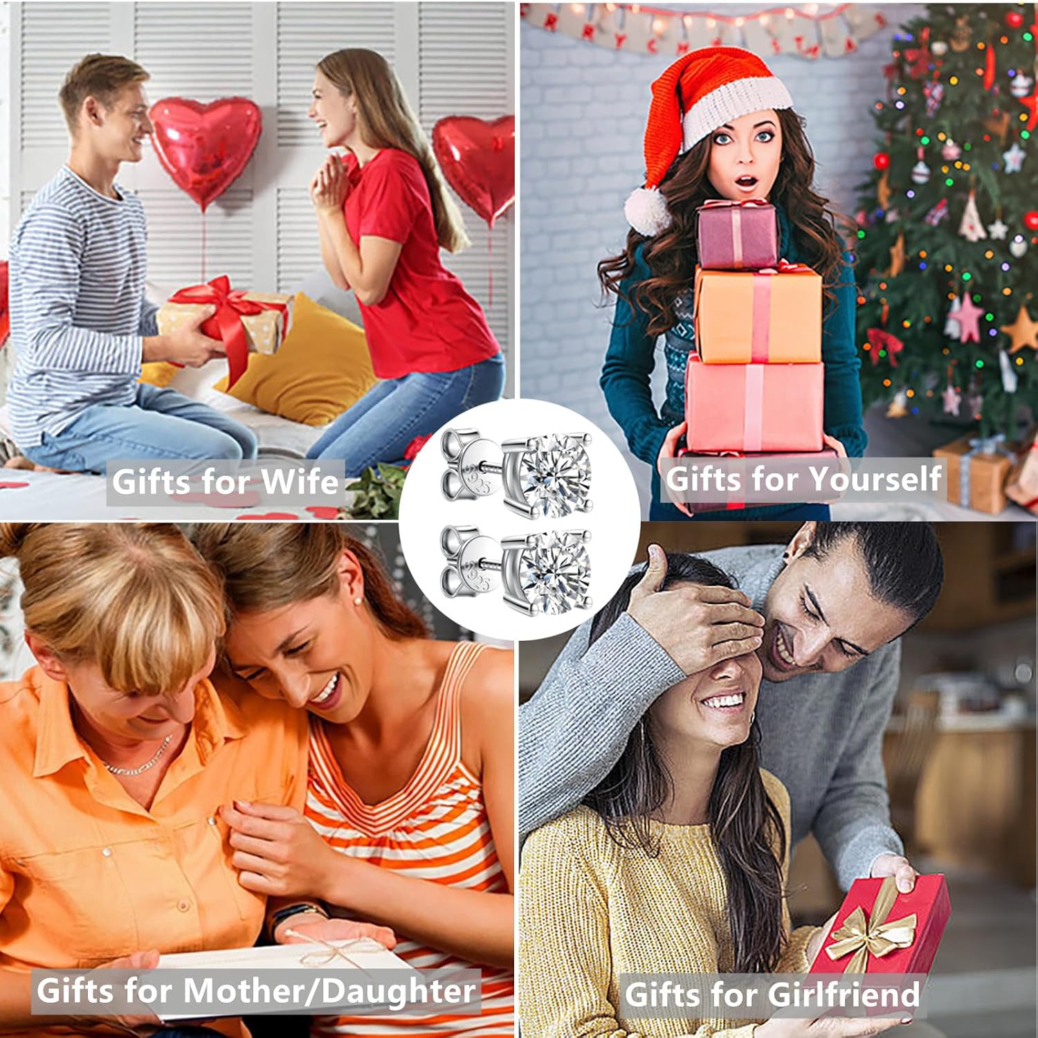 Moissanite Stud Earrings for Women Men 0.6Ct-4Ct, Anniversary Romantic Birthday Gifts for Wife Jewelry Present for Her Women Girlfriend Mom Daughter Wedding Marriage Christmas Valentine Mothers Day Engagements - Image 8