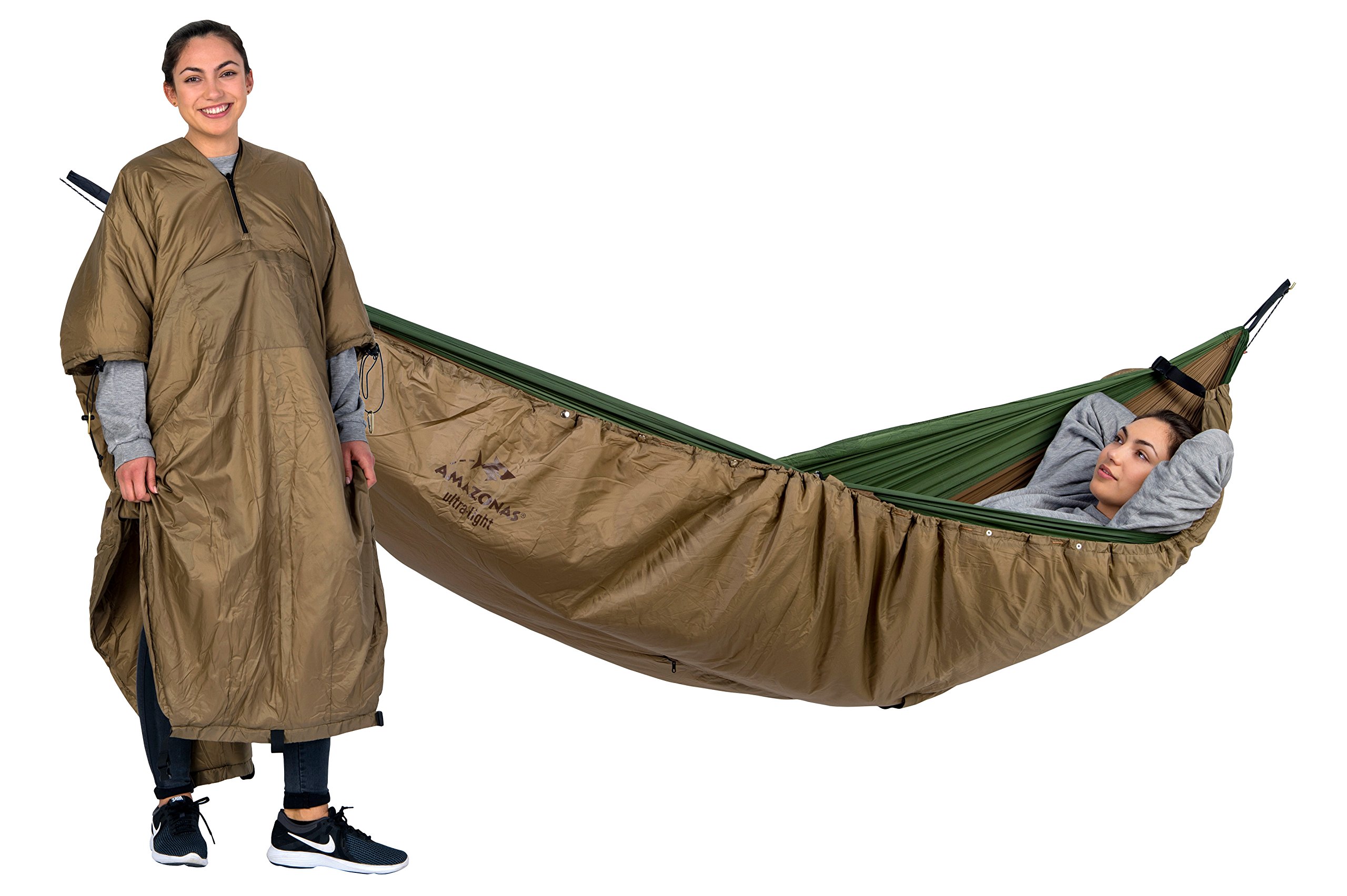 AMAZONAS Ultra-Leichtes Winter-Set Forest - Hängematte, Aufhängung, Tarp, Underquilt-Poncho - Outdoor-Genuss ab 0 Grad, Hochwertige Qualität und stilvolles Design, nur 1,22 kg, Ultraleicht