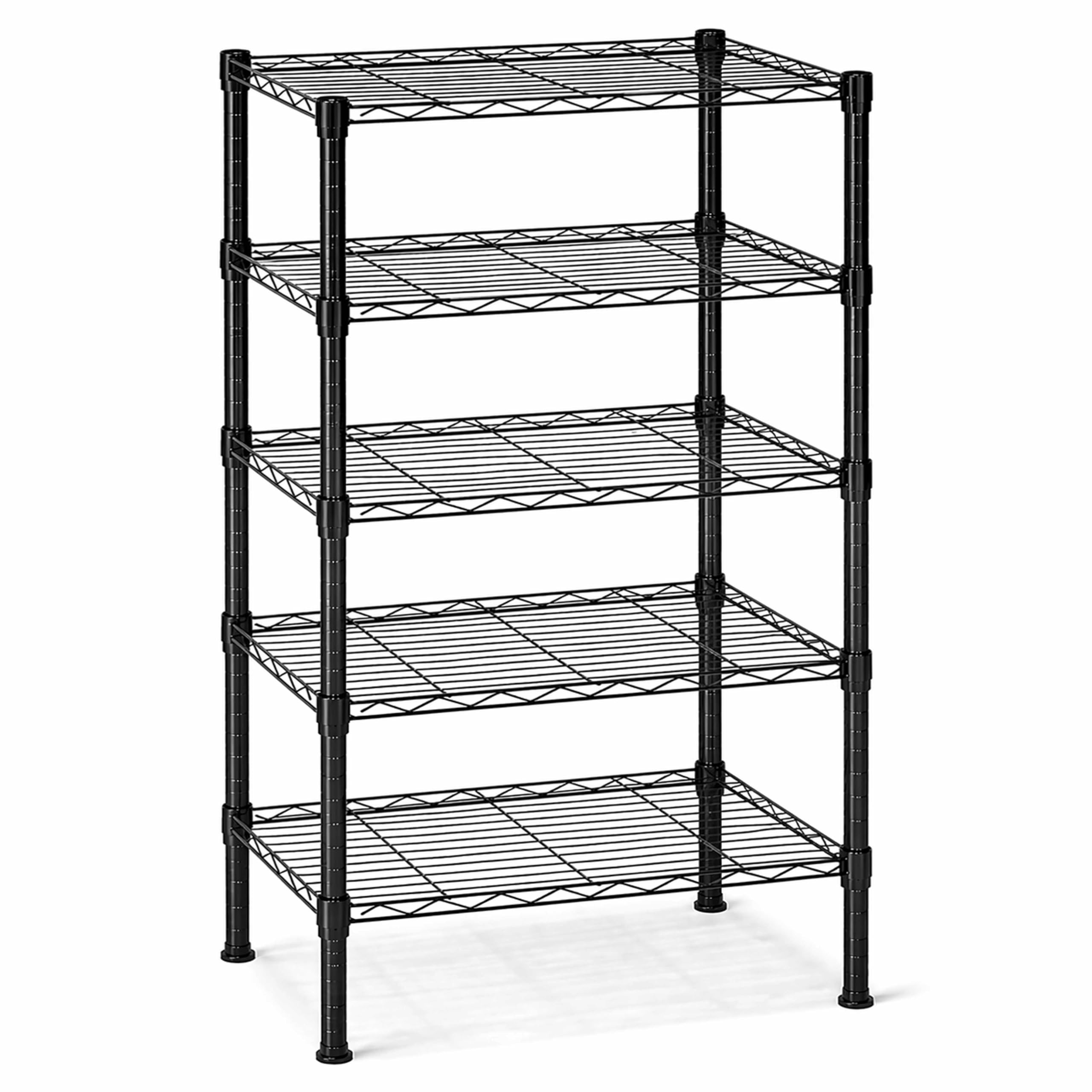 DIVCHI 5 Tier Wire Shelving Unit Heavy Duty Steel Shelves Adjustable Garage Rack Storage Units with 40KG Per Shelf & Leveling Feet (60x35x150cm)