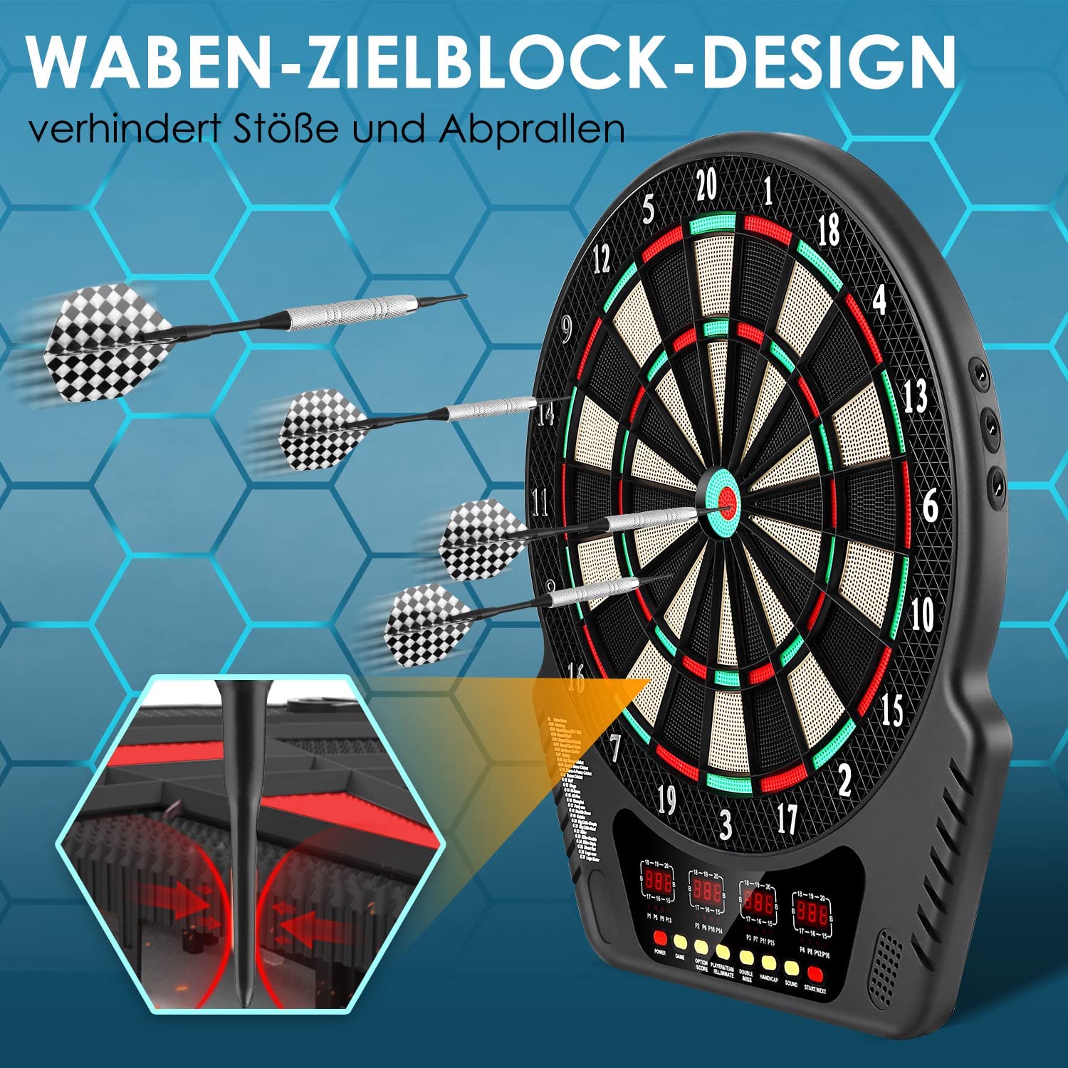 COSTWAY Dartautomat Dartboard Elektronsch Mt 27 Spele & 216 Varatonen