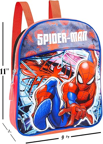 Miniatura 3 de Juego de mini mochila Spiderman para niños, paquete de 5 piezas con bolsa escolar Marvel de 11 pulgadas, lonchera y bolsa de agua, 200 calcomanías y