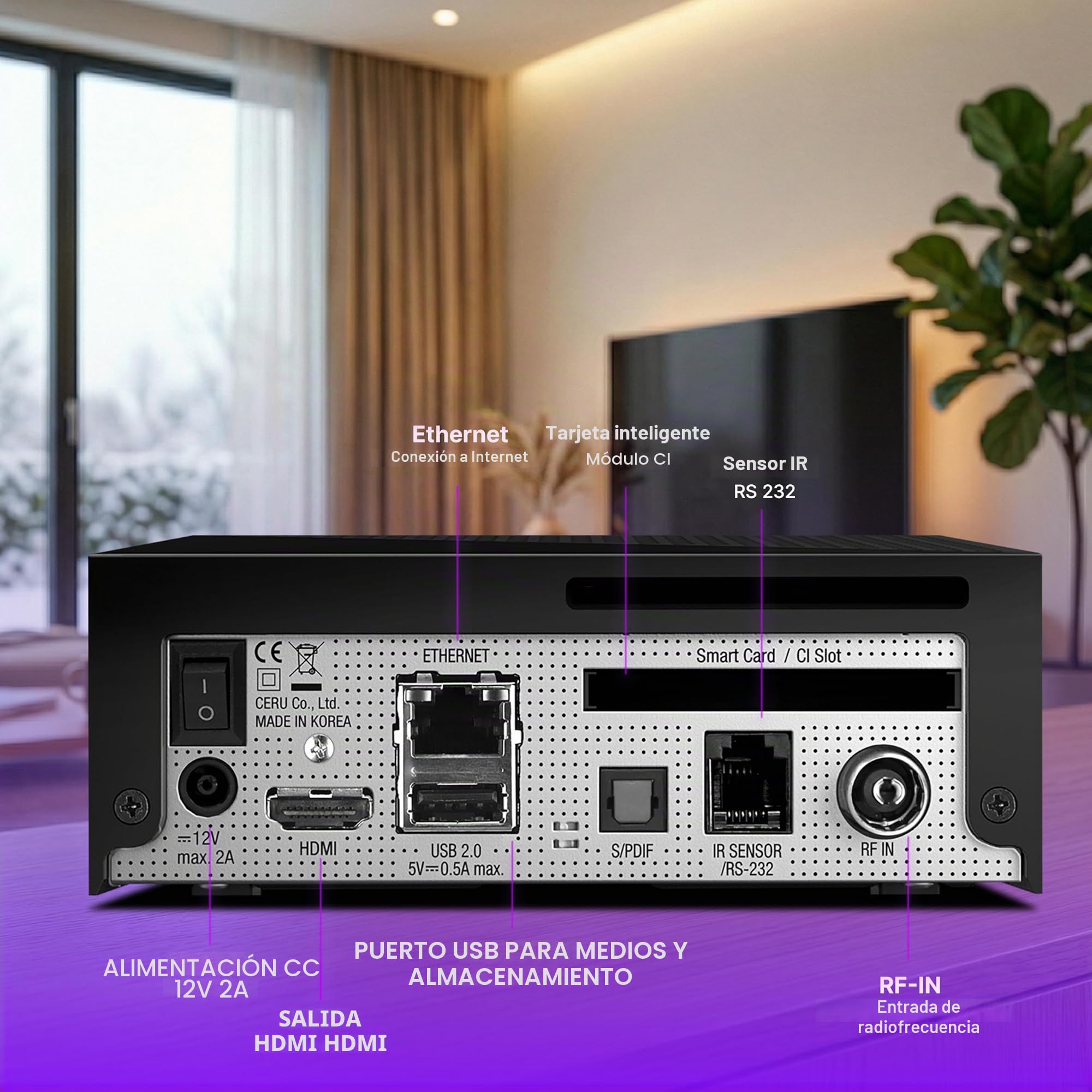 VU+ Zero 4K Combo - Receptor de cable y antena UHD 2160p (incluye kit PVR sin disco duro, sintonizador híbrido DVB-C/T2 con HDR10, HLG, CI+, Linux Enigma2), color negro