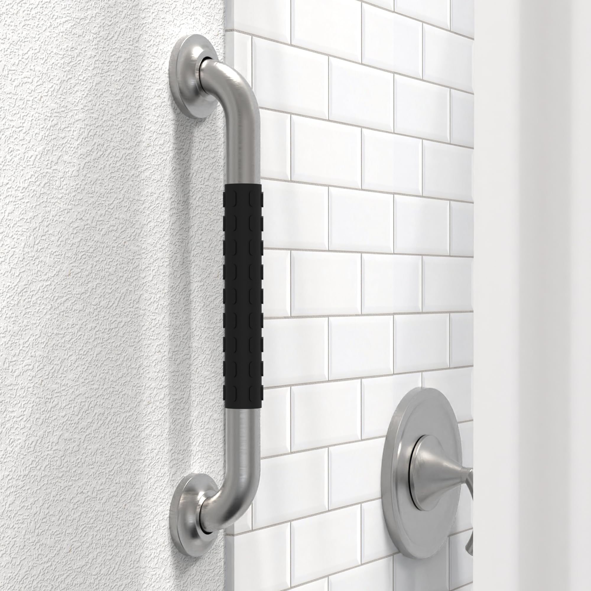 Barra di sicurezza per vasca da bagno, 40,6 cm, con impugnatura antiscivolo, capacità di carico ADA, capacità di carico 226,8 kg, nichel spazzolato