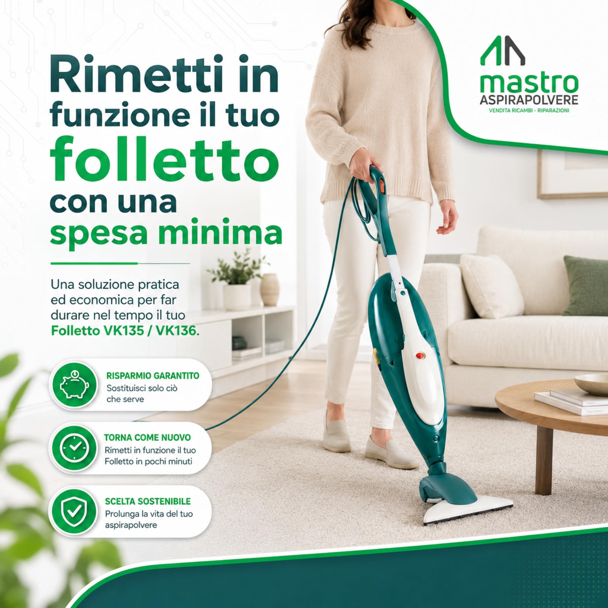 Tarjeta Electrónica de Alimentación Compatible con Folletto VK135/VK136