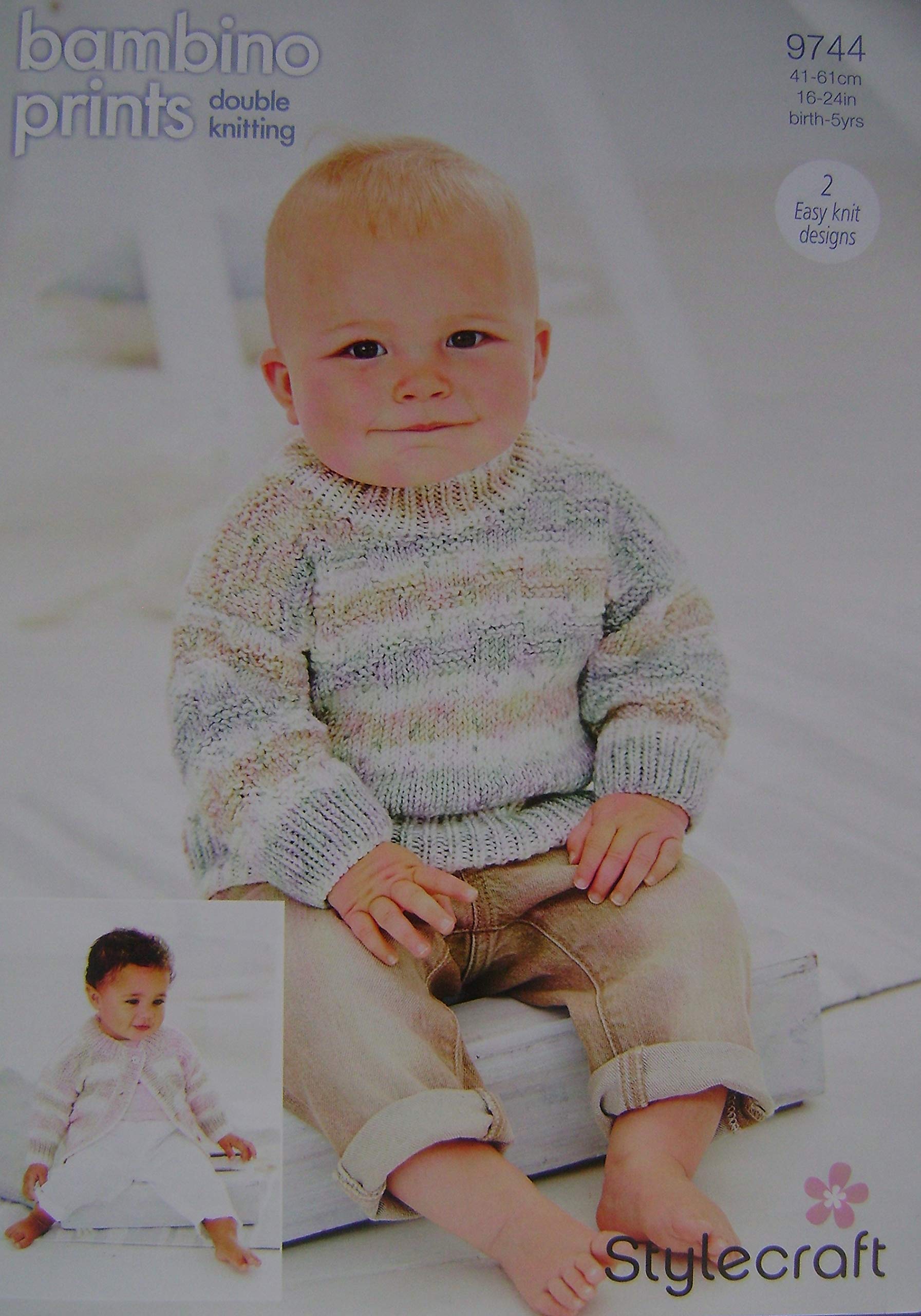 Stylecraft Women's Multi Coloured Bambino Prints Knitting Pattern - Jumper & Cardigan 16-24Ins