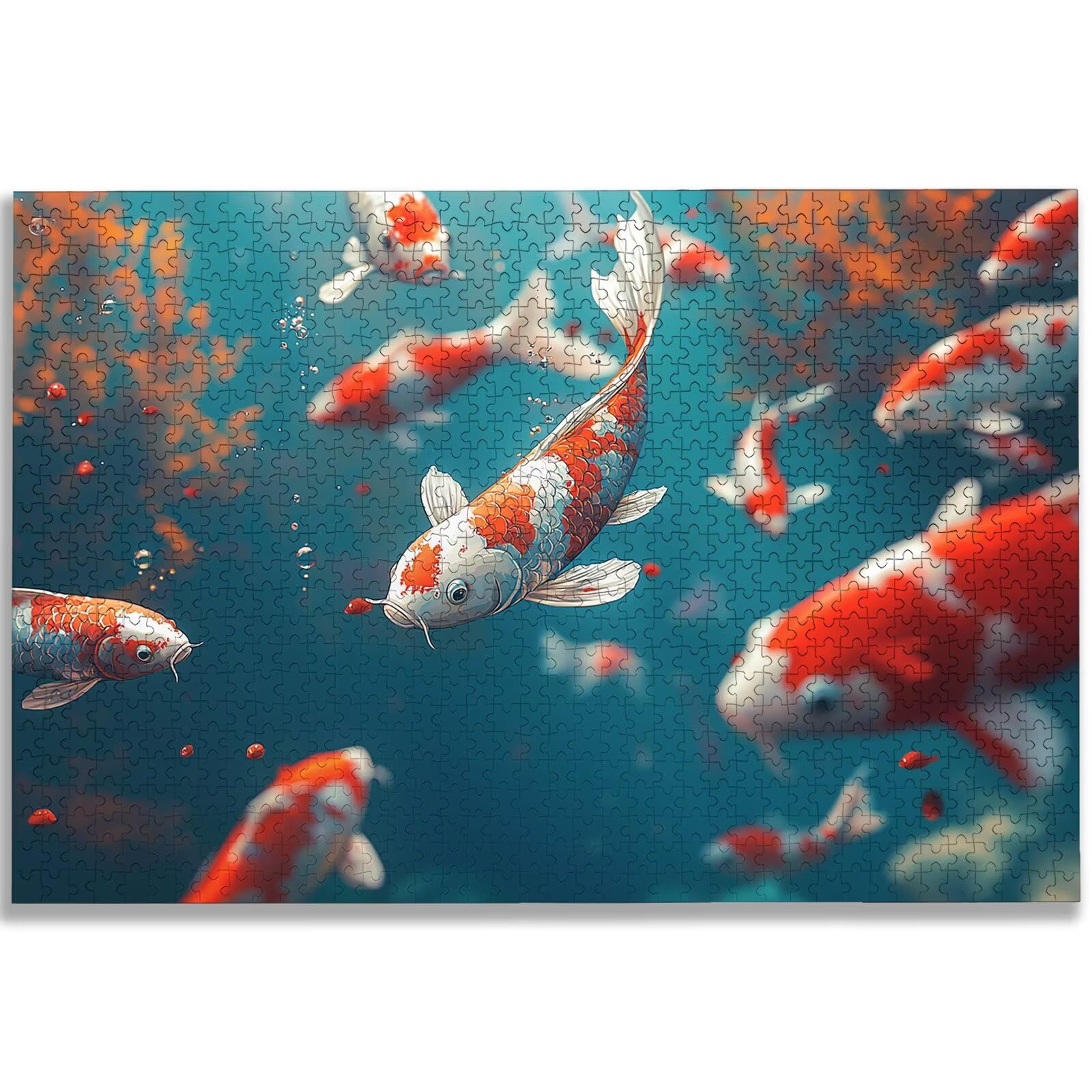 Puzzle dla dorosłych 2000, puzzle Koi dla dorosłych, puzzle ze zwierzętami z wykwintnym pudełkiem do pakowania, niemożliwe drewniane puzzle do wystroju pokoju, prezenty dla kobiet, prezenty dla