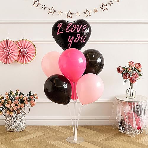 Miniatura 5 de JOYYPOP Juego de 12 soportes para globos, palos de globo con base, decoración de fiesta de cumpleaños, graduación, boda