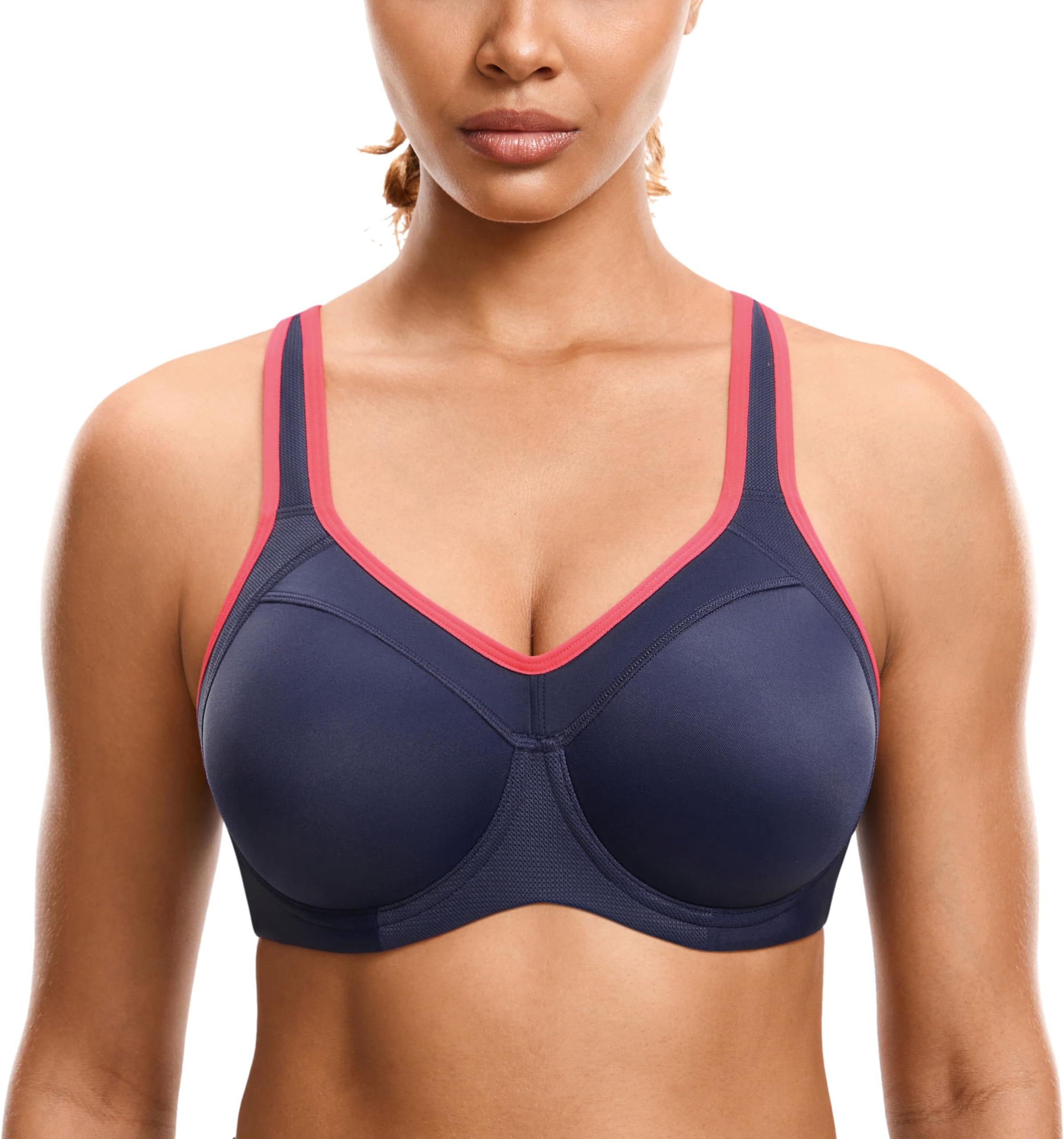 SYROKAN Women's Full Support High Impact Racerback Lightly Lined Underwire Sports Bra