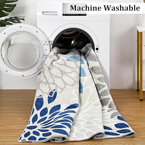 Miniatura 4 de ROYHOME Alfombra de área moderna con estampado floral de 5 x 7 pies, antideslizante, para interiores, alfombra de área grande, vintage, lavable para