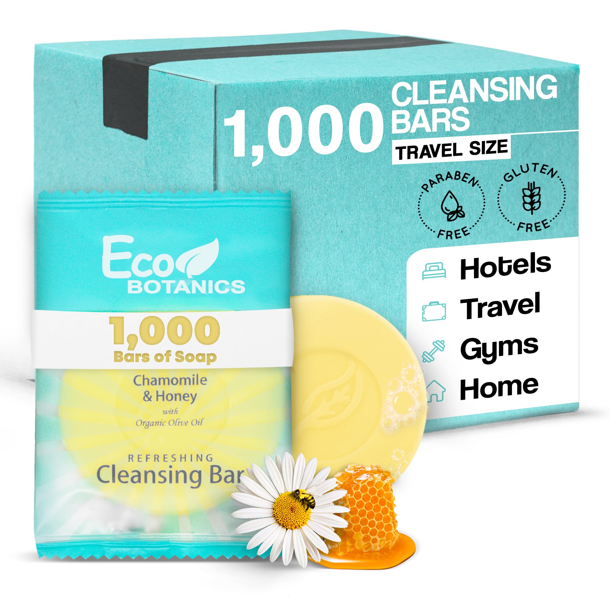 Eco Botanics Travel-Size Hotel Cleansing Bar Soap, 0.5 oz (Case of 1000)