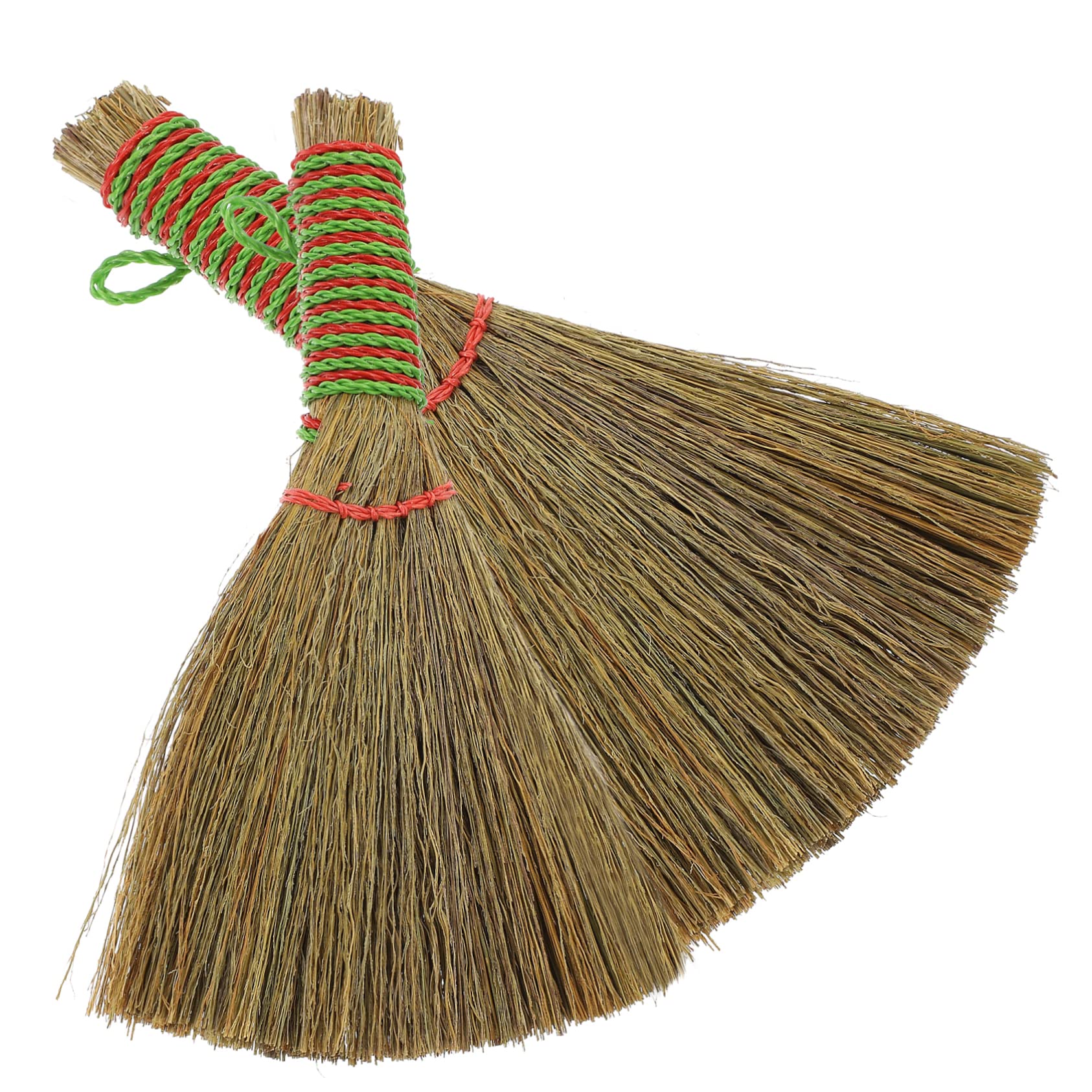Garneck 2pcs Natural Straw Broom Set Desk Cleaning Tool Handmade Small Dust Brush for Household