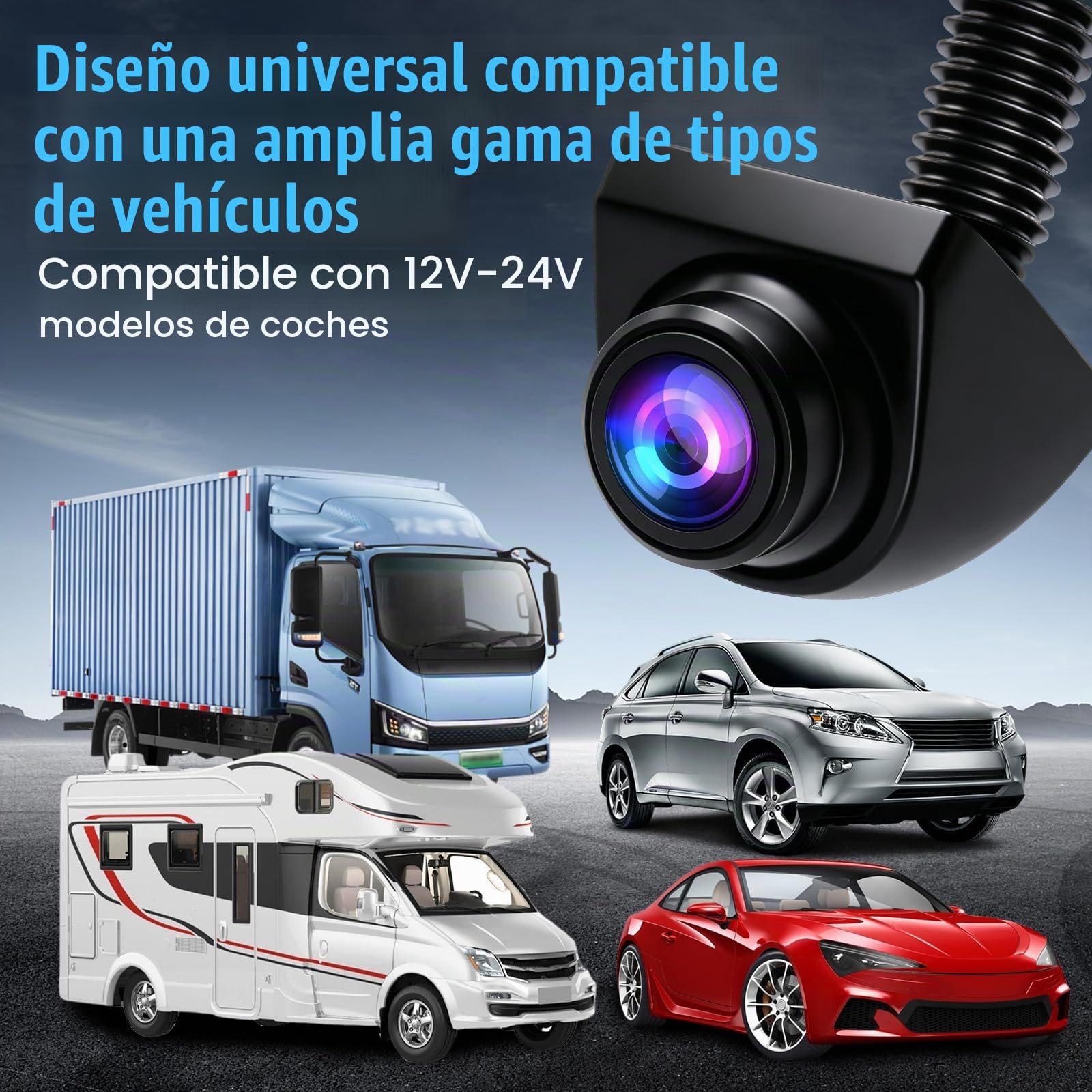 OBEST Camara Marcha Atrás Coche AHD/CVBS Visión Nocturna Cámara Trasera | 1080P, 360 Rotar, 170Gran Angular, 6m Cable RCA, Camara Aparcamiento Lateral Universal para 12V-24V Auto Furgoneta Camion