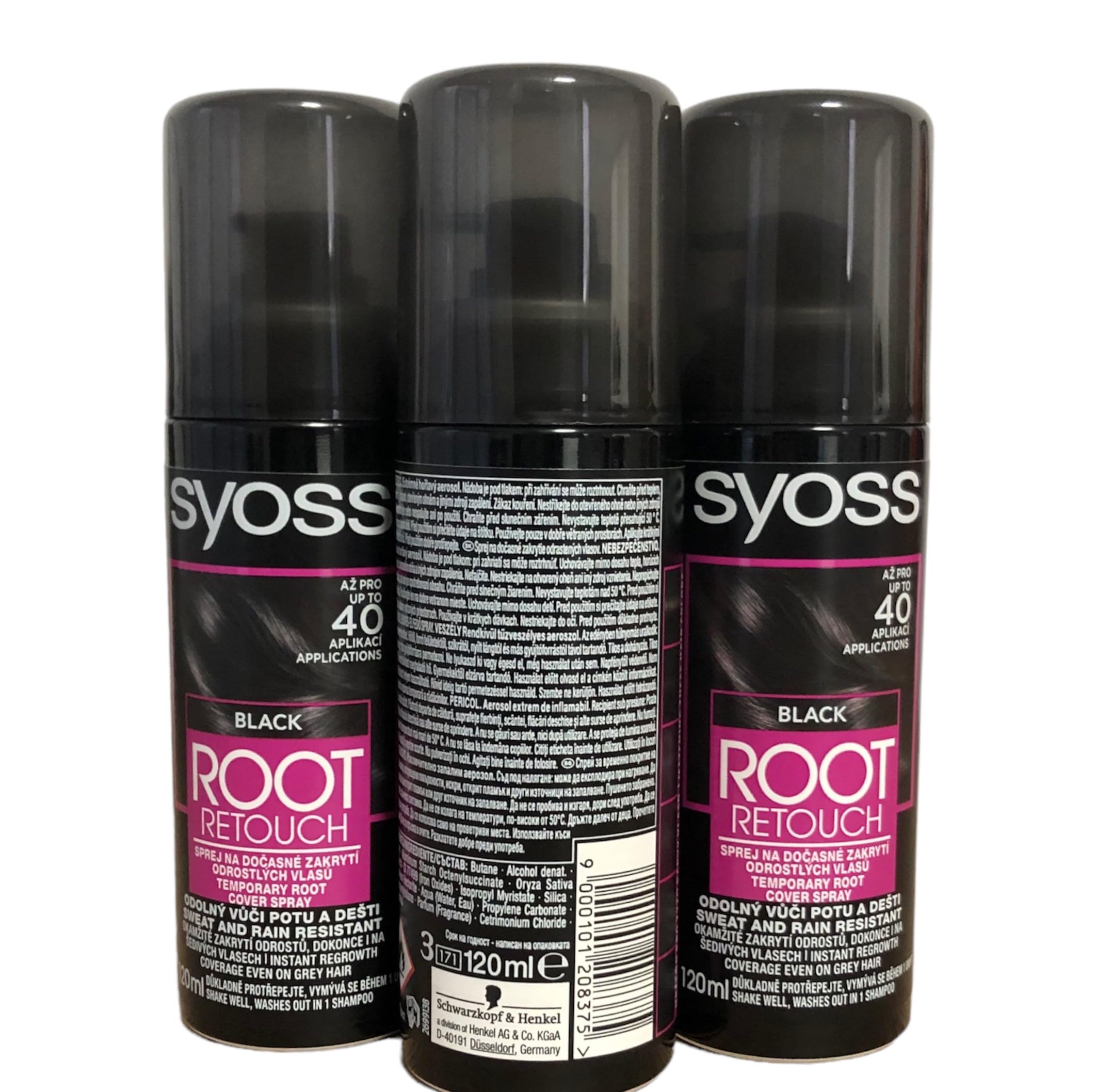 Syoss Root Retoucher, 120 ml, nero, confezione da 3