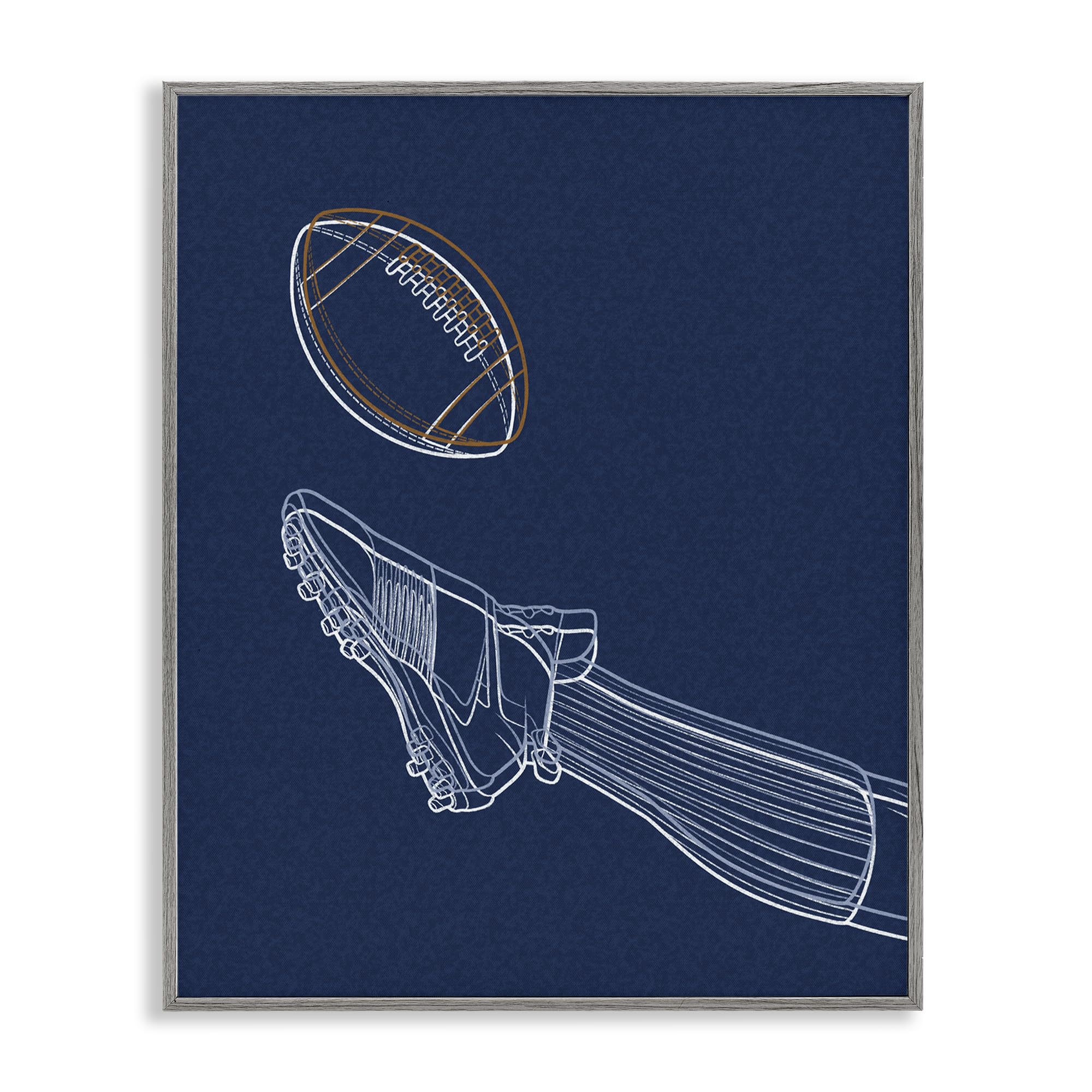 Stupell Industries 'Football Lines Contour', Framed Giclee Art, Gray, 24 x 30 Inches, Easy to Hang and Sturdy, Made in USA, by Marcus Prime