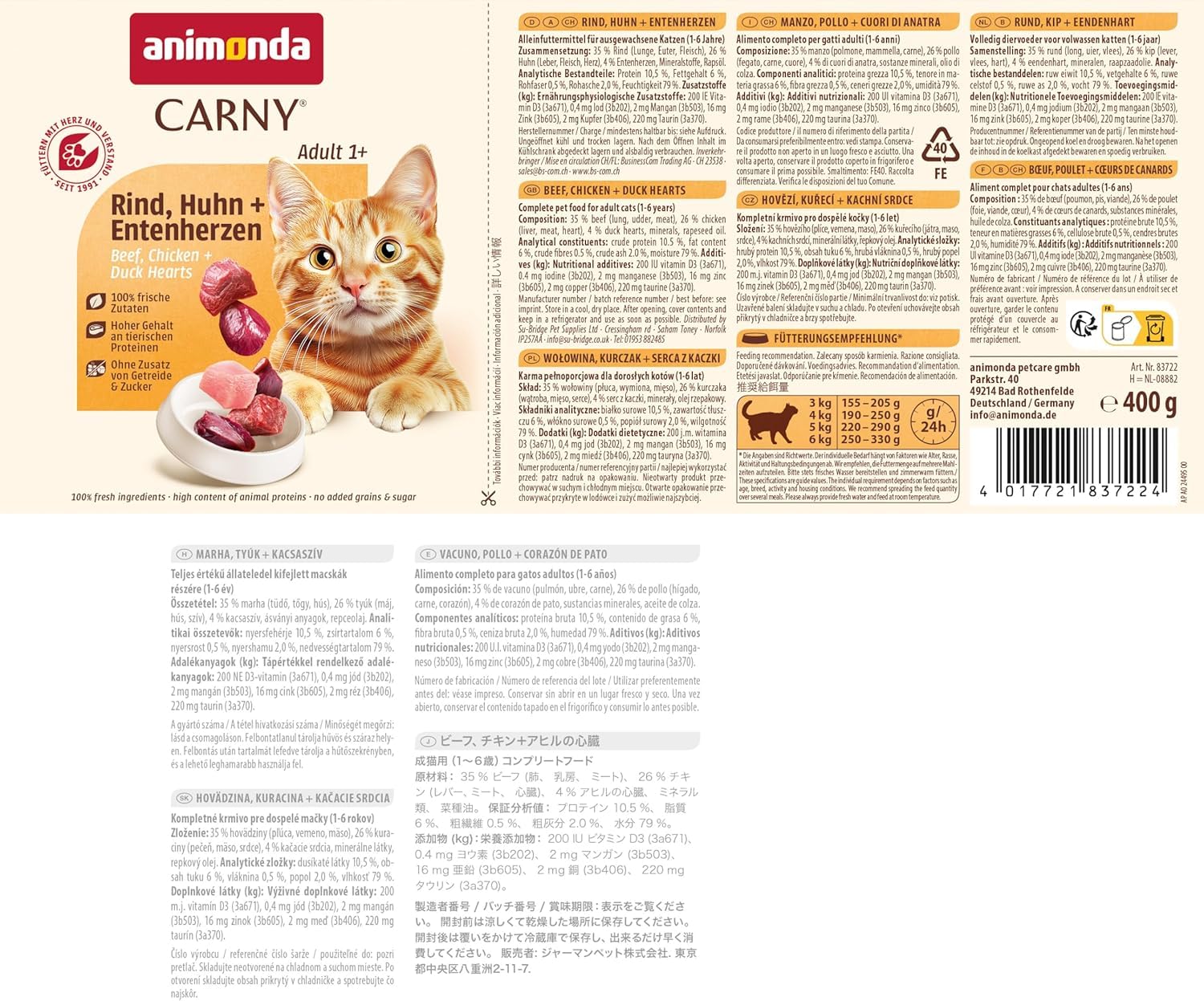 animonda Carny Adult, cibo umido per gatti, Varietà Forte 12 x 400 g