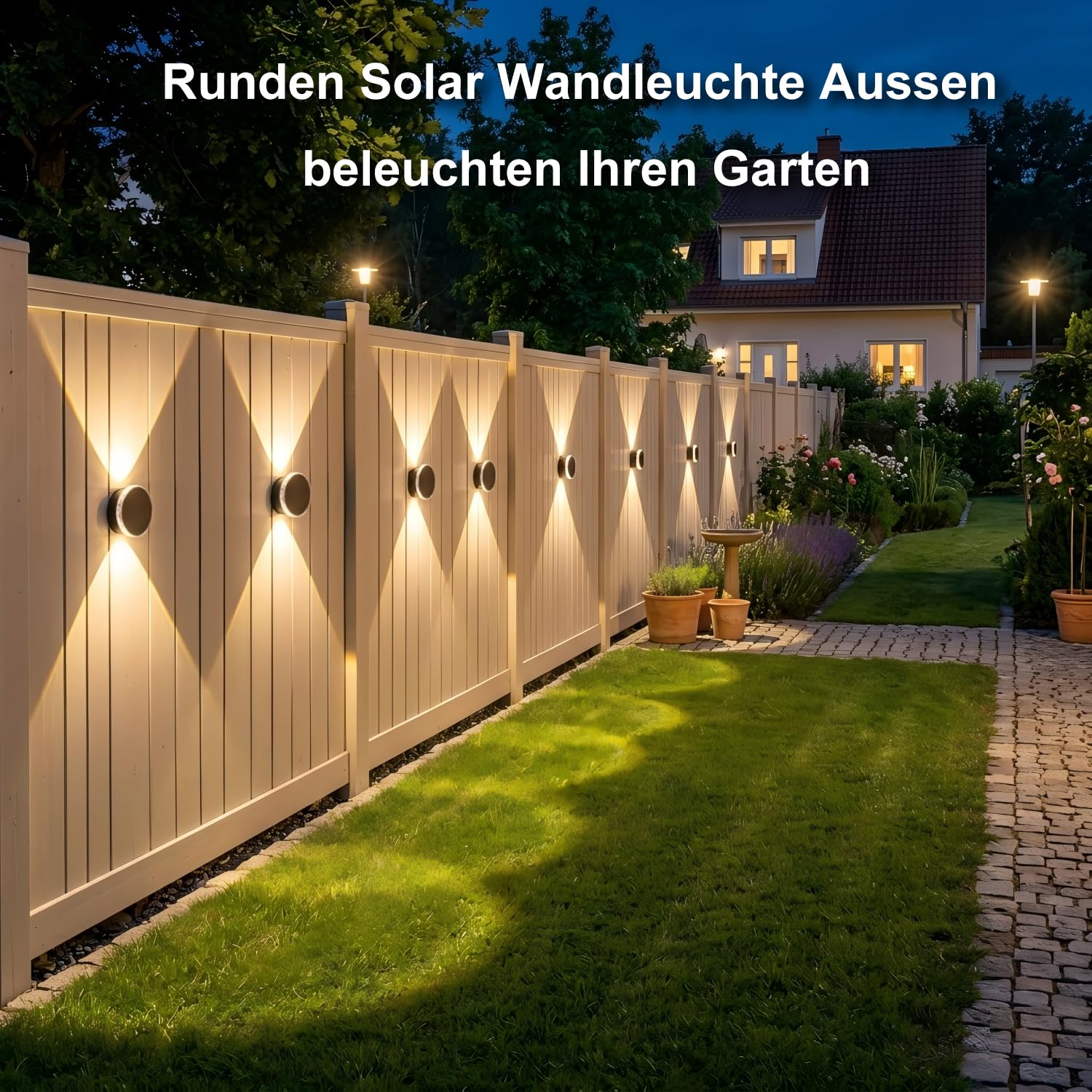 ELLASAY Solarlampen für Außen wand: Solar Wandleuchte Aussen Up and Down Leuchten Runden IP65 Wasserdicht, 3 Farben Zaunleuchten Kabellos, Solarleuchten für Gartendeko Pool Haus Deck 6 Pack
