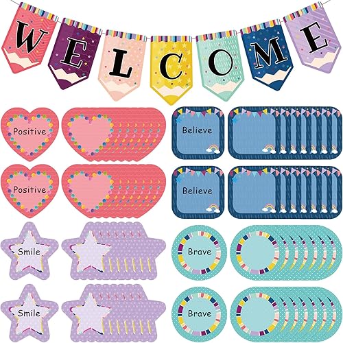 61 piezas de mini pancartas de bienvenida bohemias, banderines de bienvenida, tablón de anuncios de bienvenida, pentagrama, redondo, cuadrado,