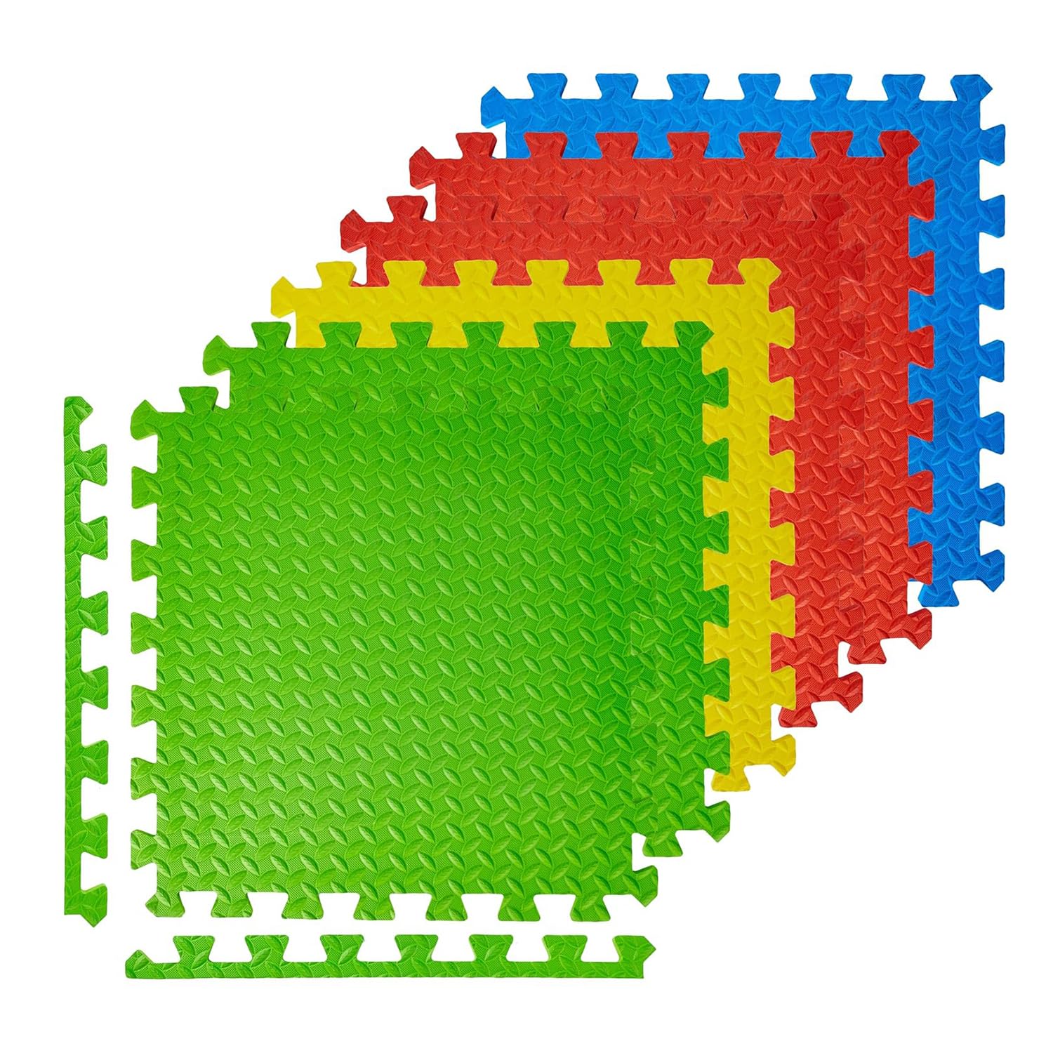 Amazon Basics Interlocking Puzzle Mat | EVA Foam | Anti-Slip Flooring | Suitable for Fitness Activities (Set of 6, Multicolor)-picture-34